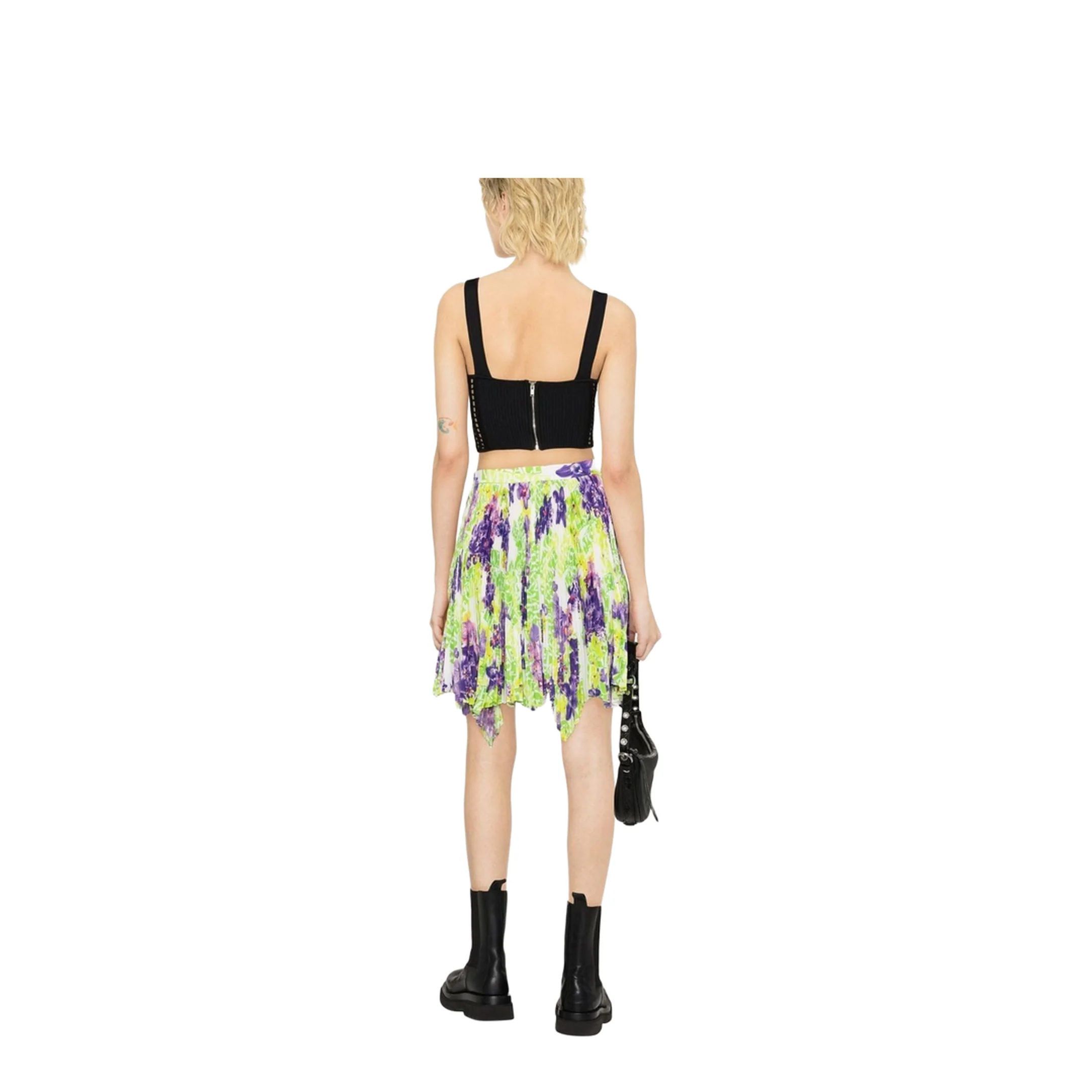 Crêpe de Chine Silk Skirt with All-Over Print and Asymmetrical Style - Image 5