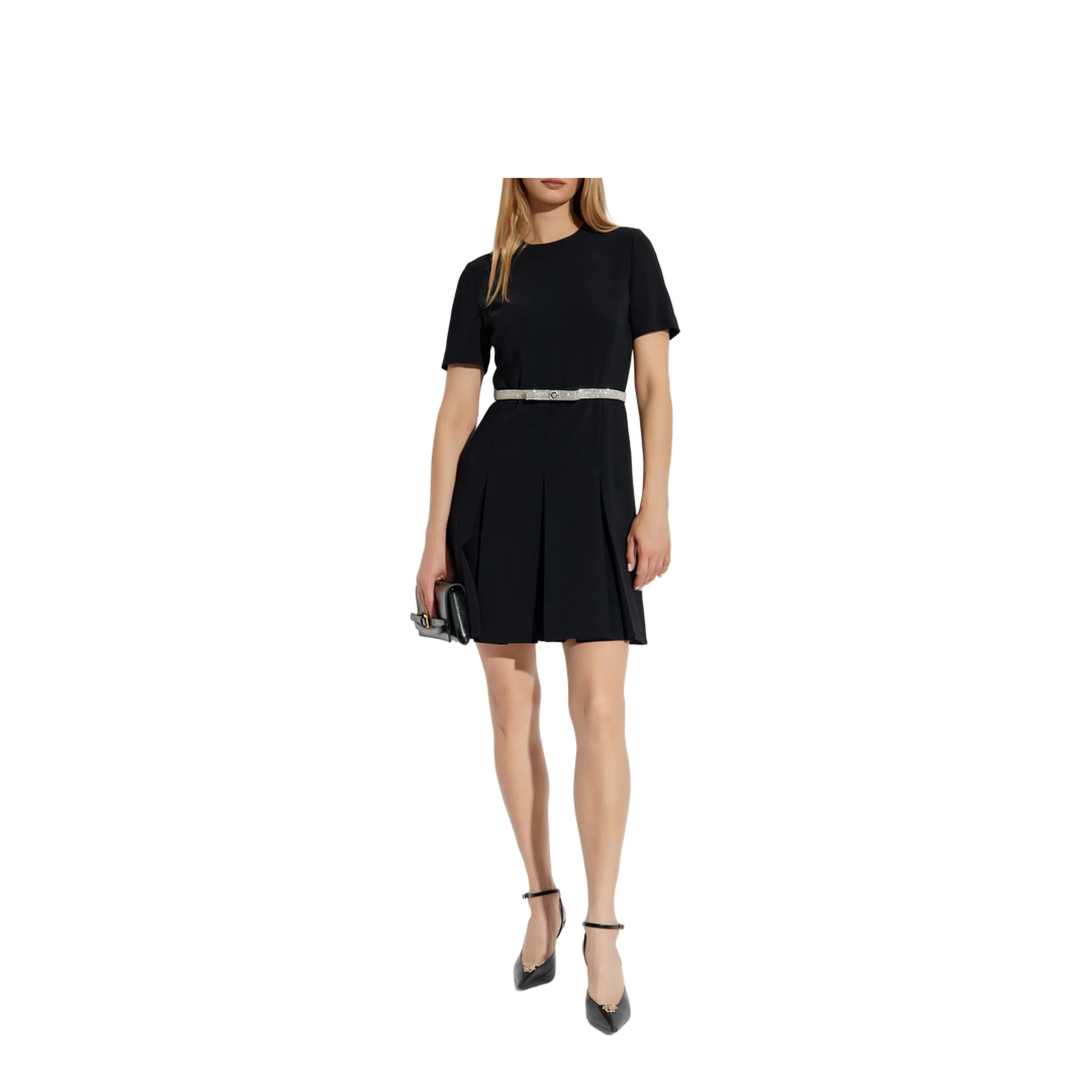 Crystal-Embellished Belt Cocktail Dress - Image 3