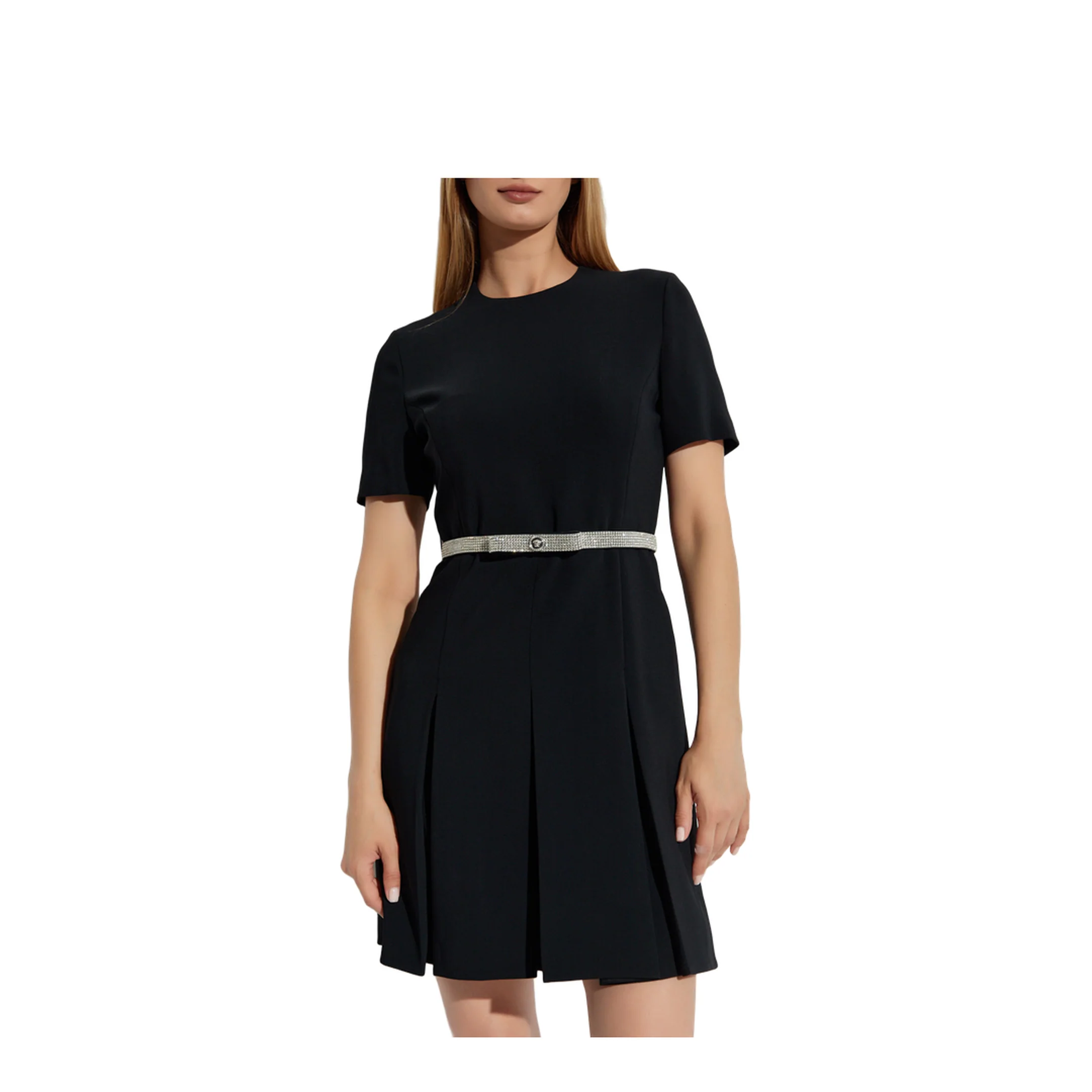 Crystal-Embellished Belt Cocktail Dress - Image 4