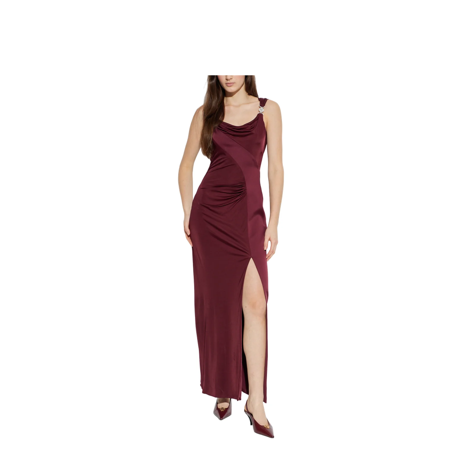 Draped Dress Burgundy - Image 3