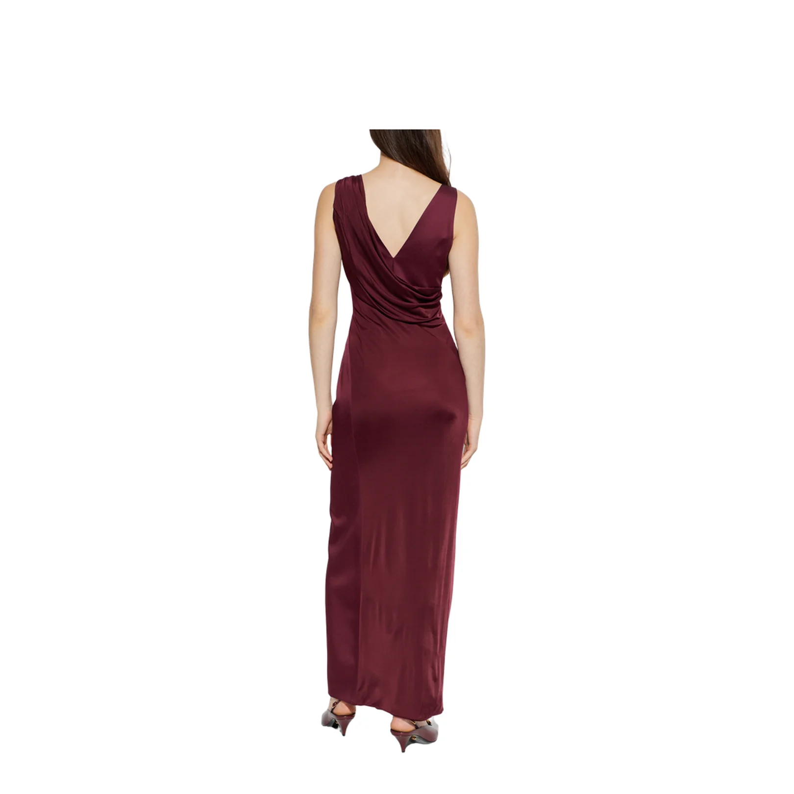 Draped Dress Burgundy - Image 4