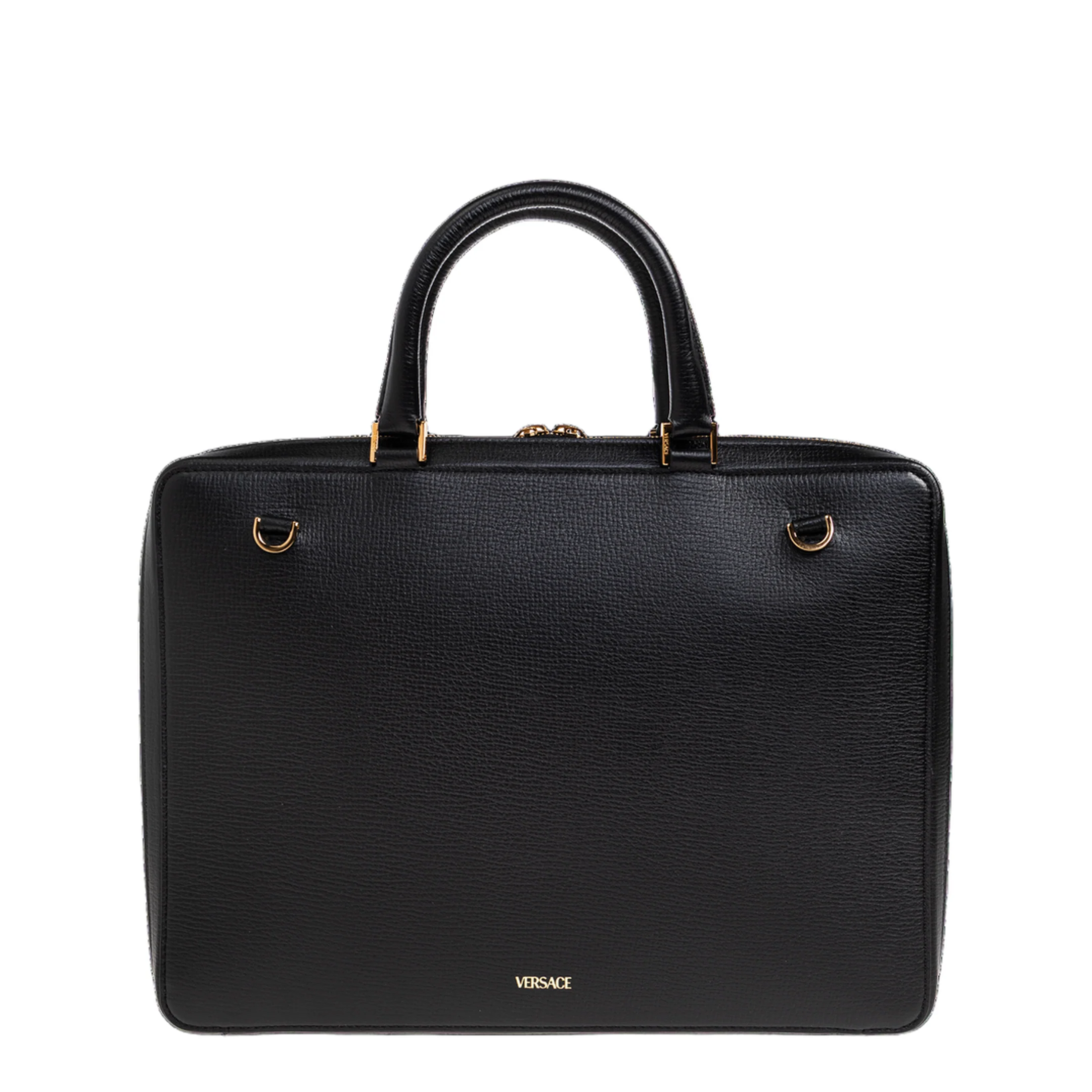 Medusa Head Leather Handbag - Black - Image 3