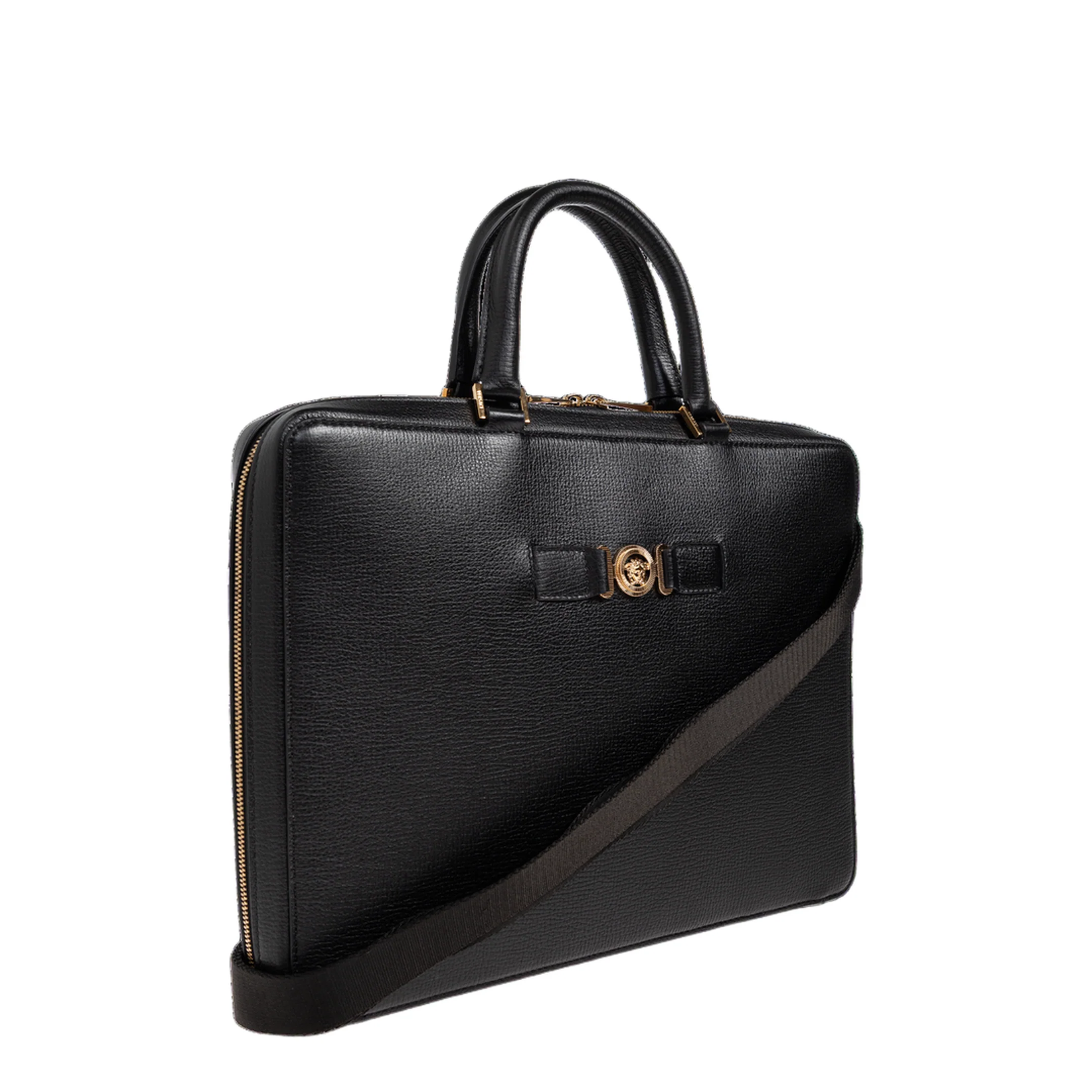 Medusa Head Leather Handbag - Black - Image 4