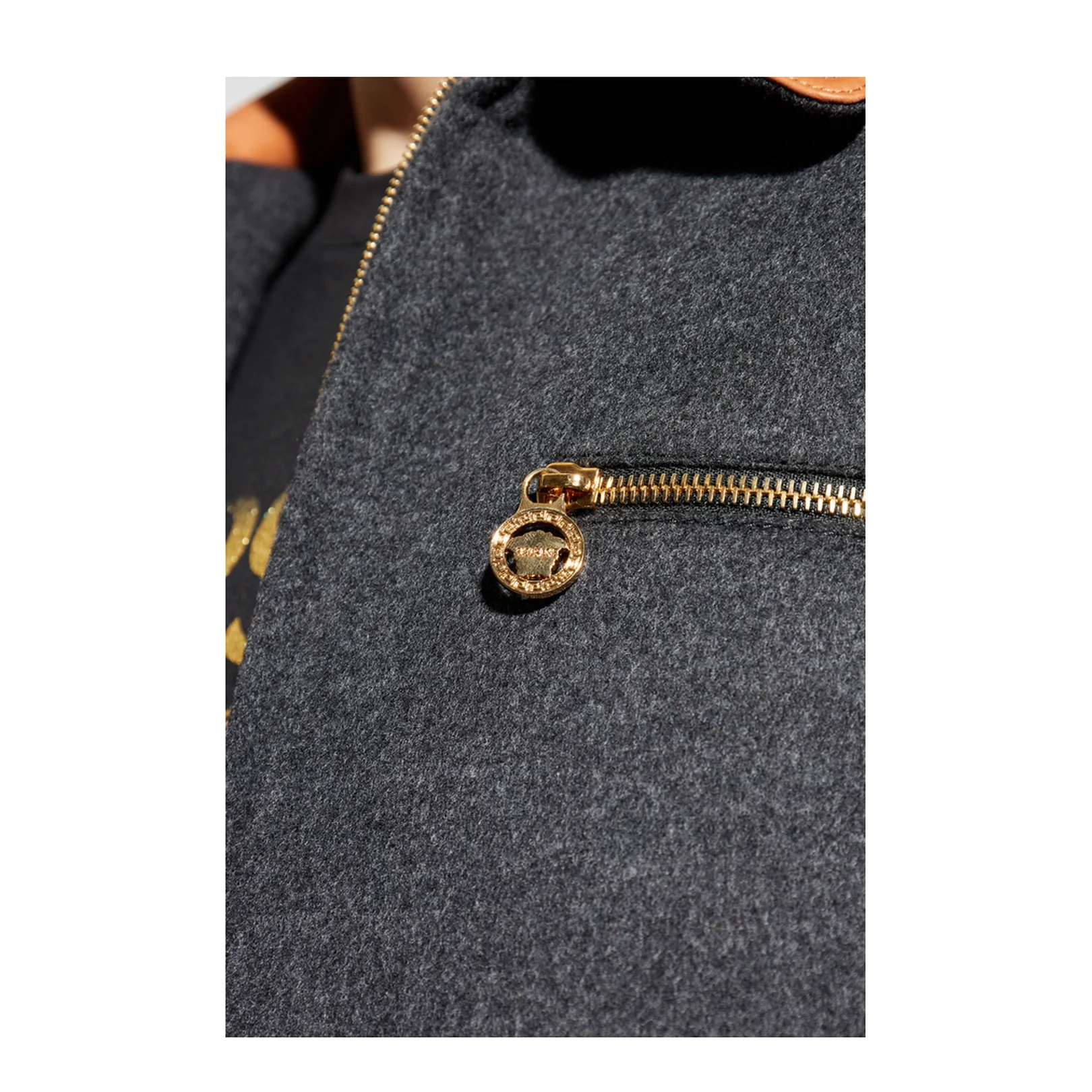 Grey Wool Jacket Lather Collar - Image 5