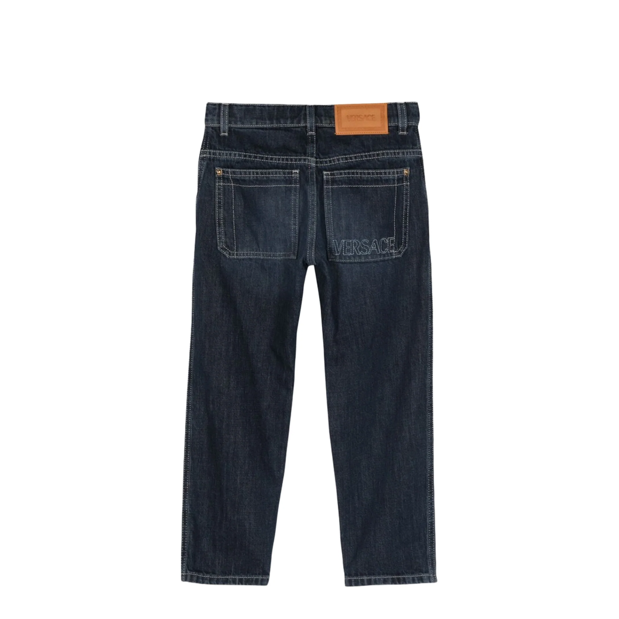 Embroidered Logo Denim Jeans - Dark Blue - Image 2
