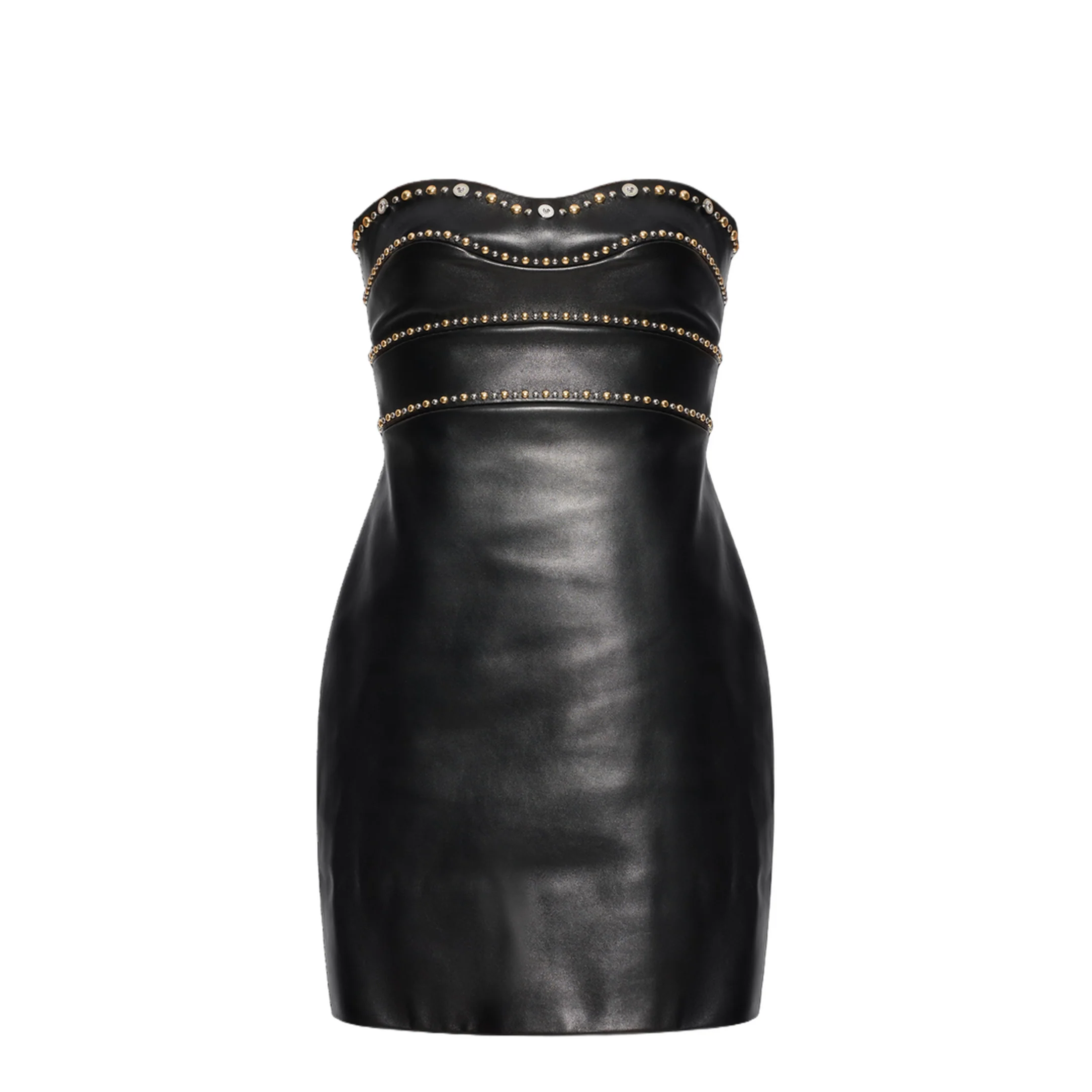 Leather Off-Shoulder Dress Black - Image 3