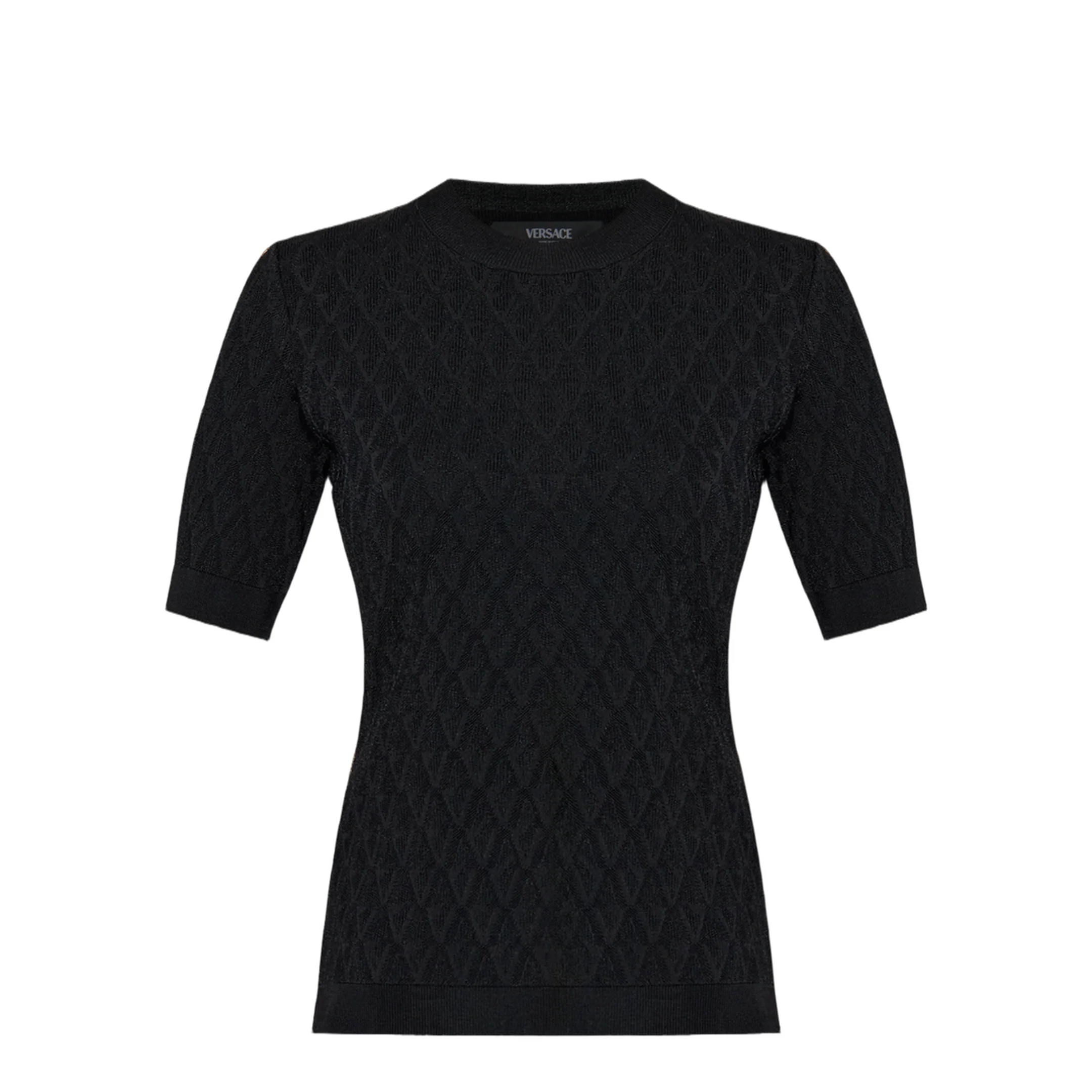 Logo V Jacquard Knit T-Shirt