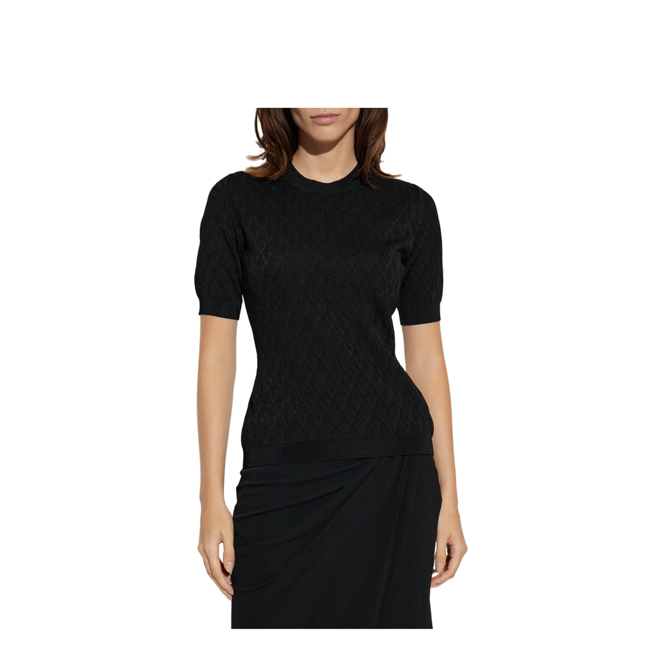 Logo V Jacquard Knit T-Shirt - Image 3