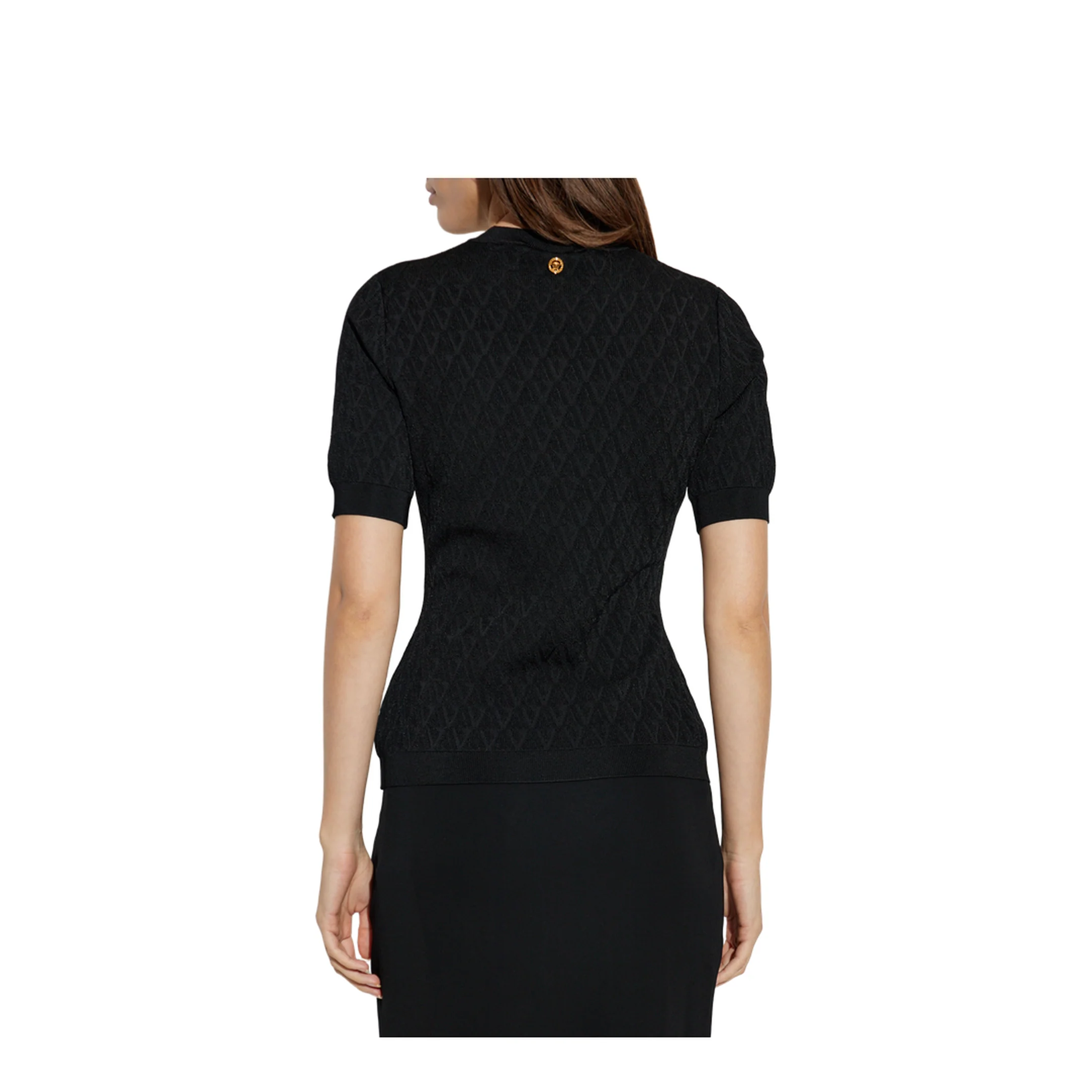 Logo V Jacquard Knit T-Shirt - Image 4