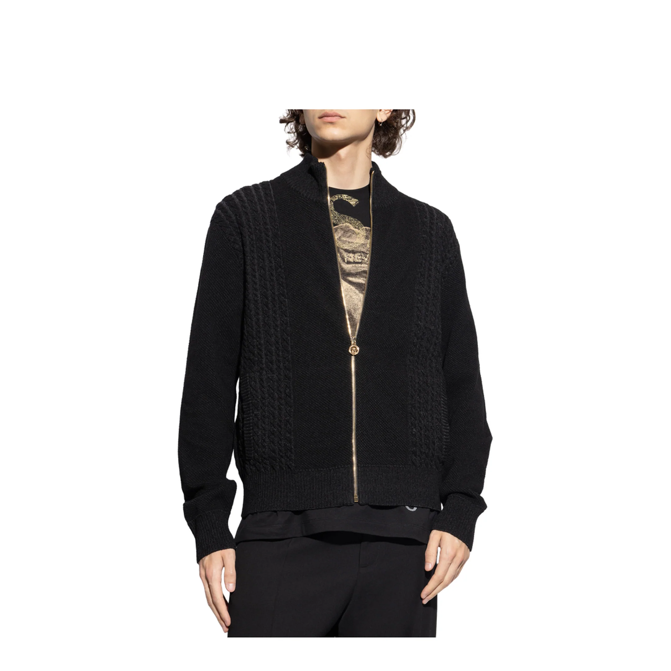 Medusa Jacquard Zip Knit Sweater - Image 2