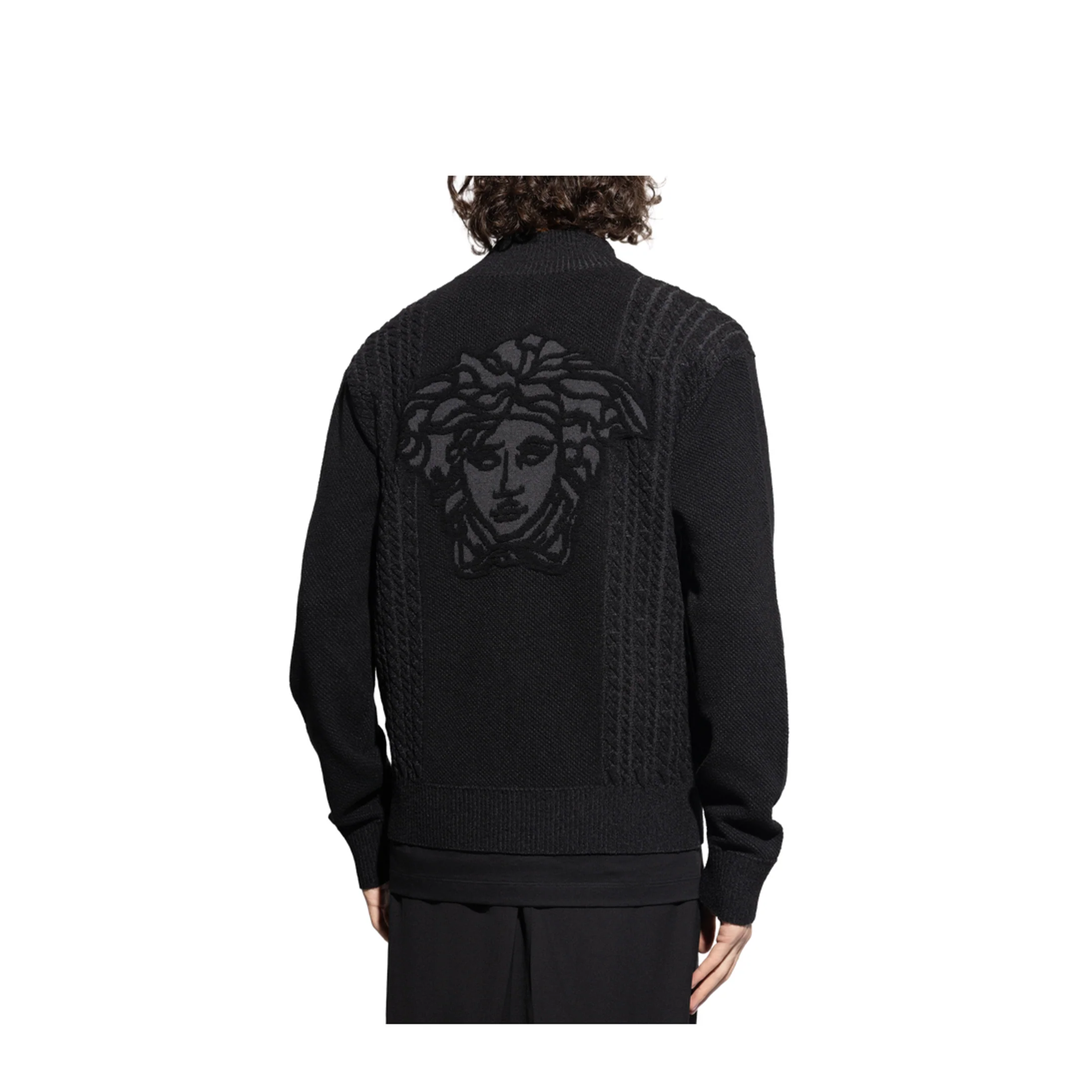 Medusa Jacquard Zip Knit Sweater - Image 3