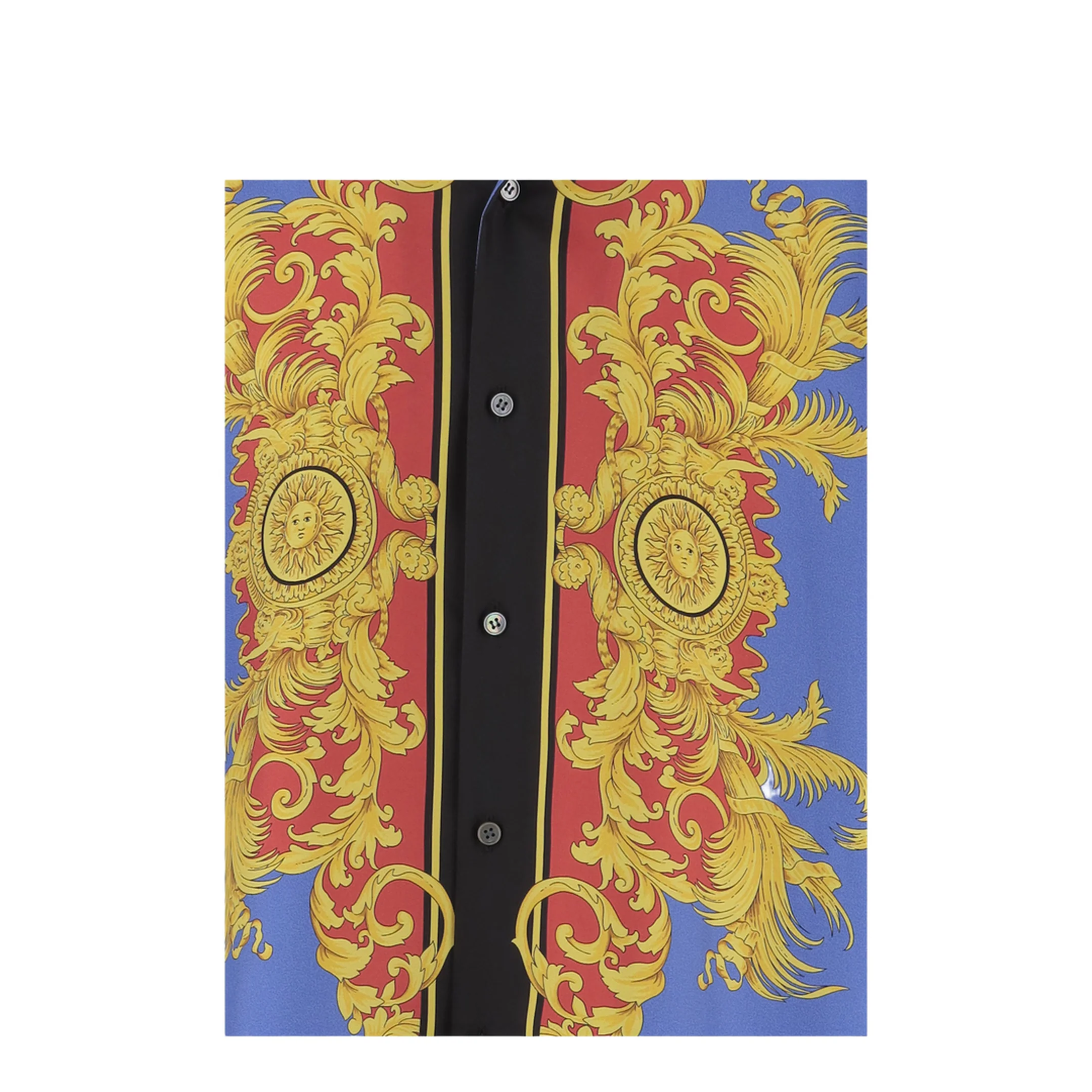 Men's Printed Silk Shirt - Blue - Image 3