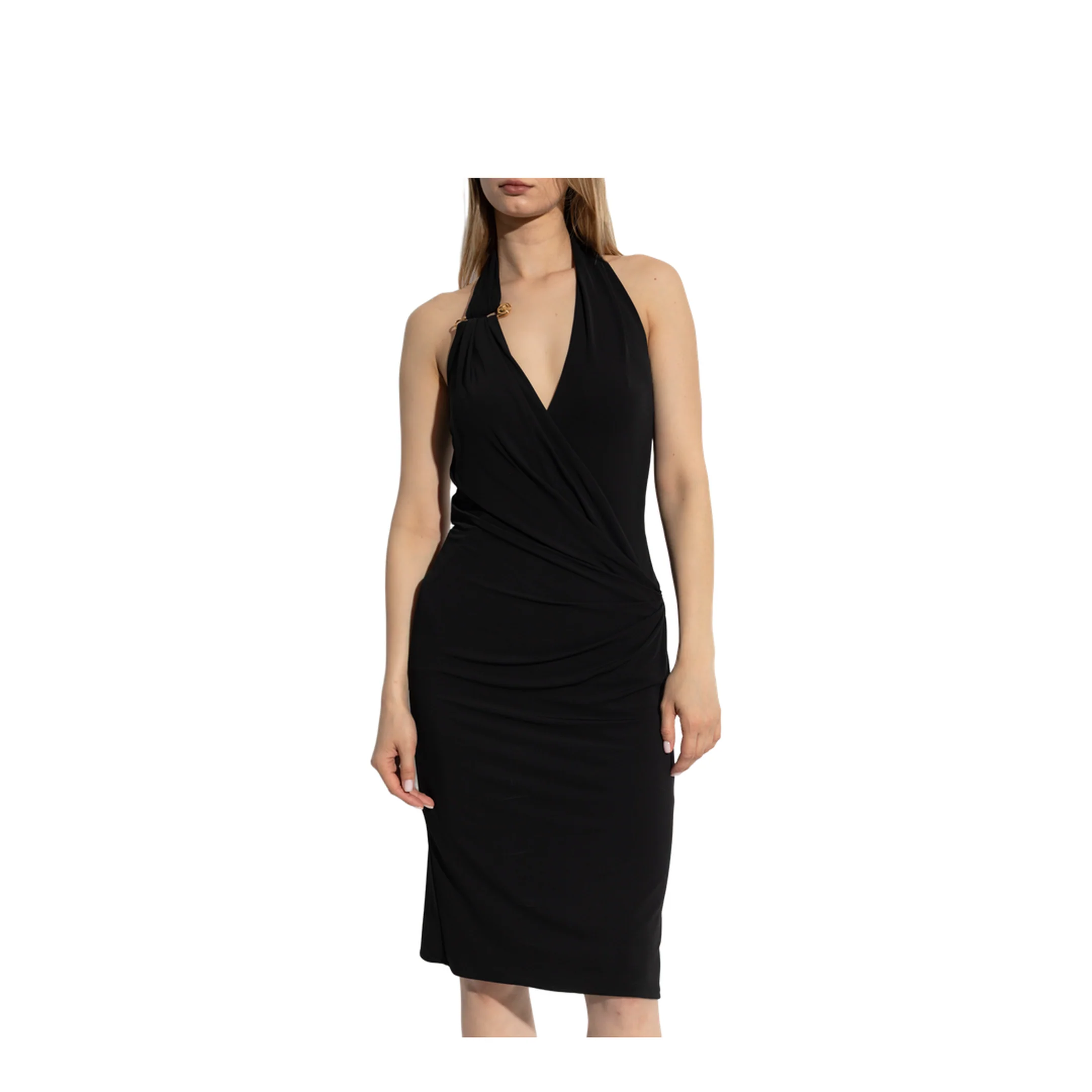 Midi Halterneck Crepe Dress - Image 3