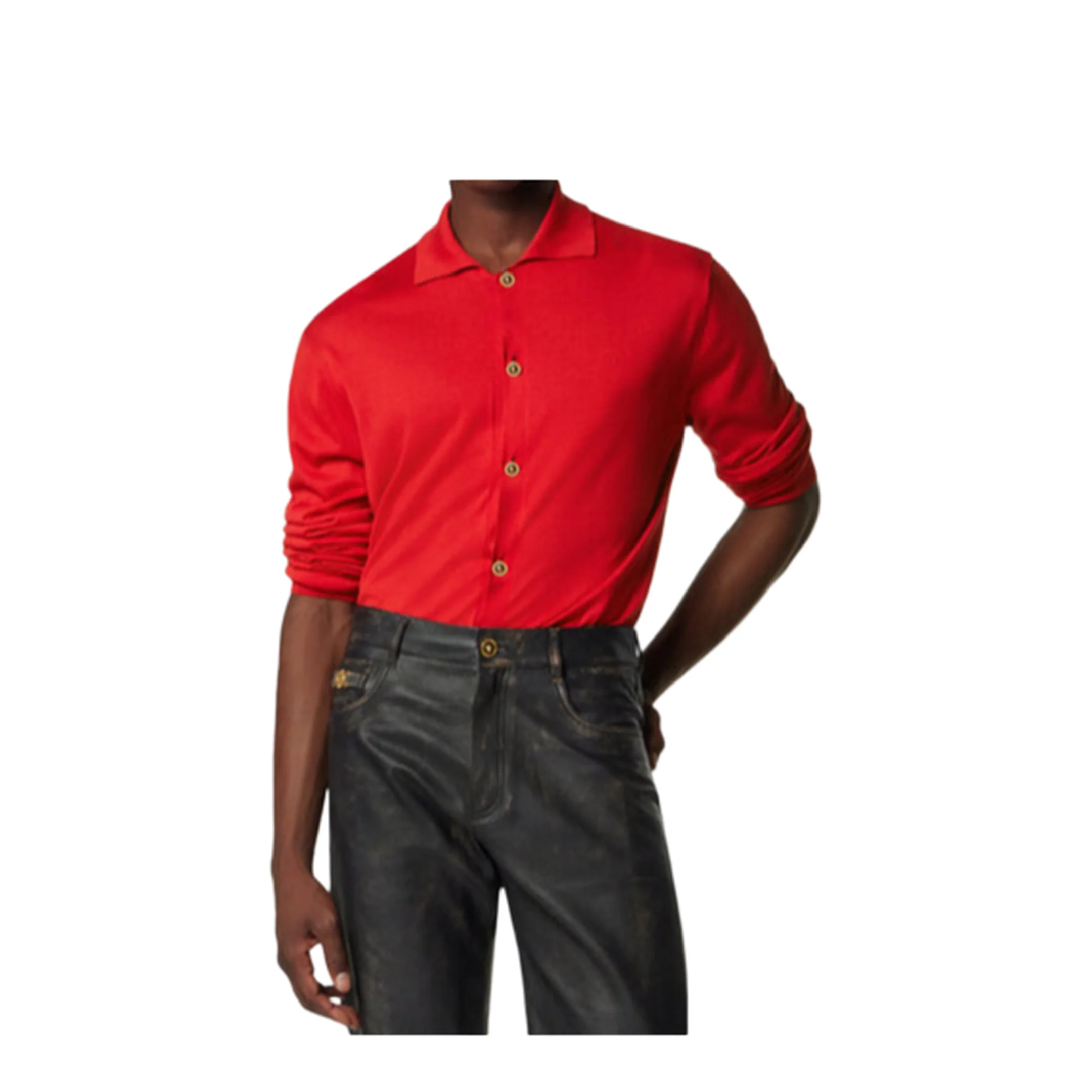 Red Silk Blend Cardigan - Image 3