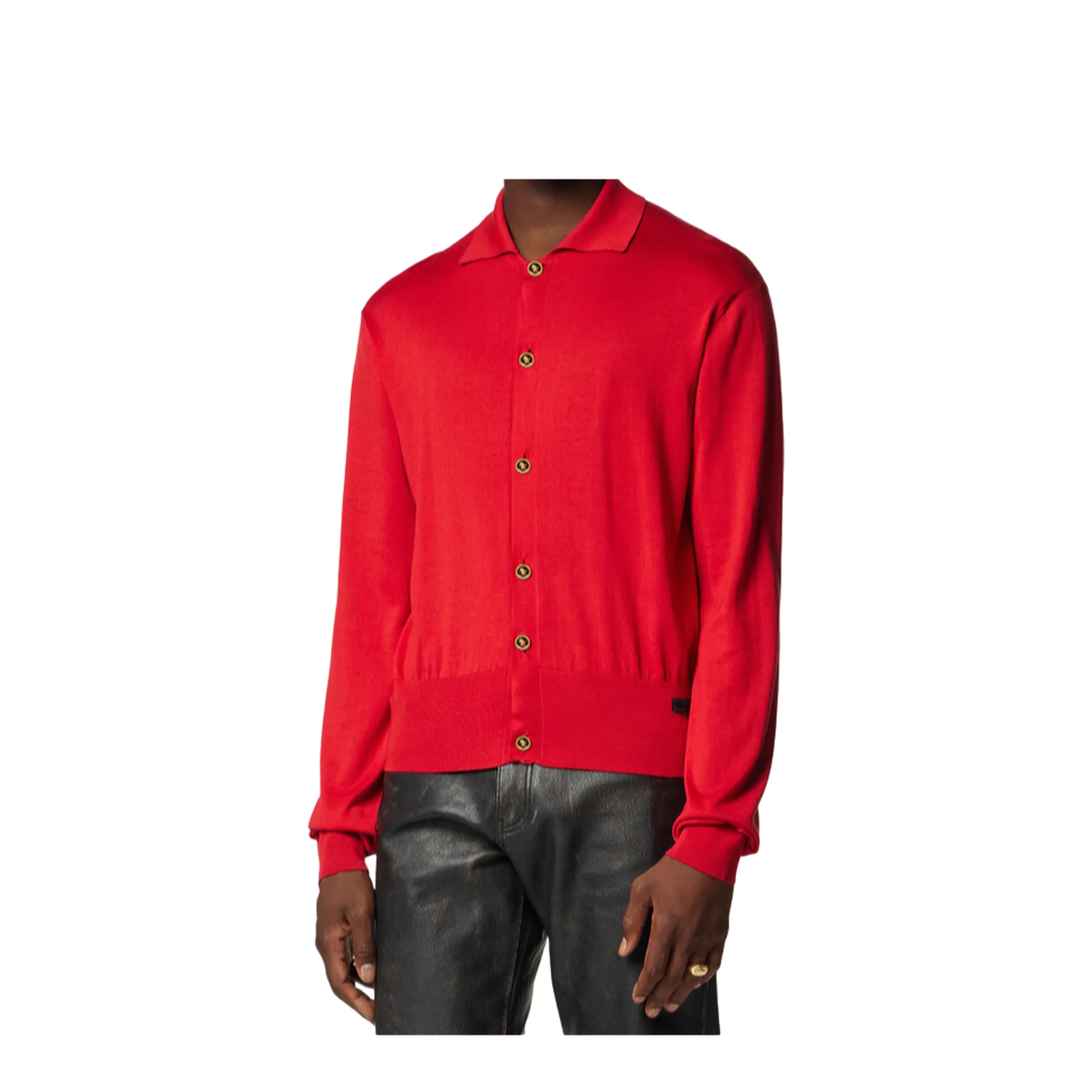 Red Silk Blend Cardigan - Image 4