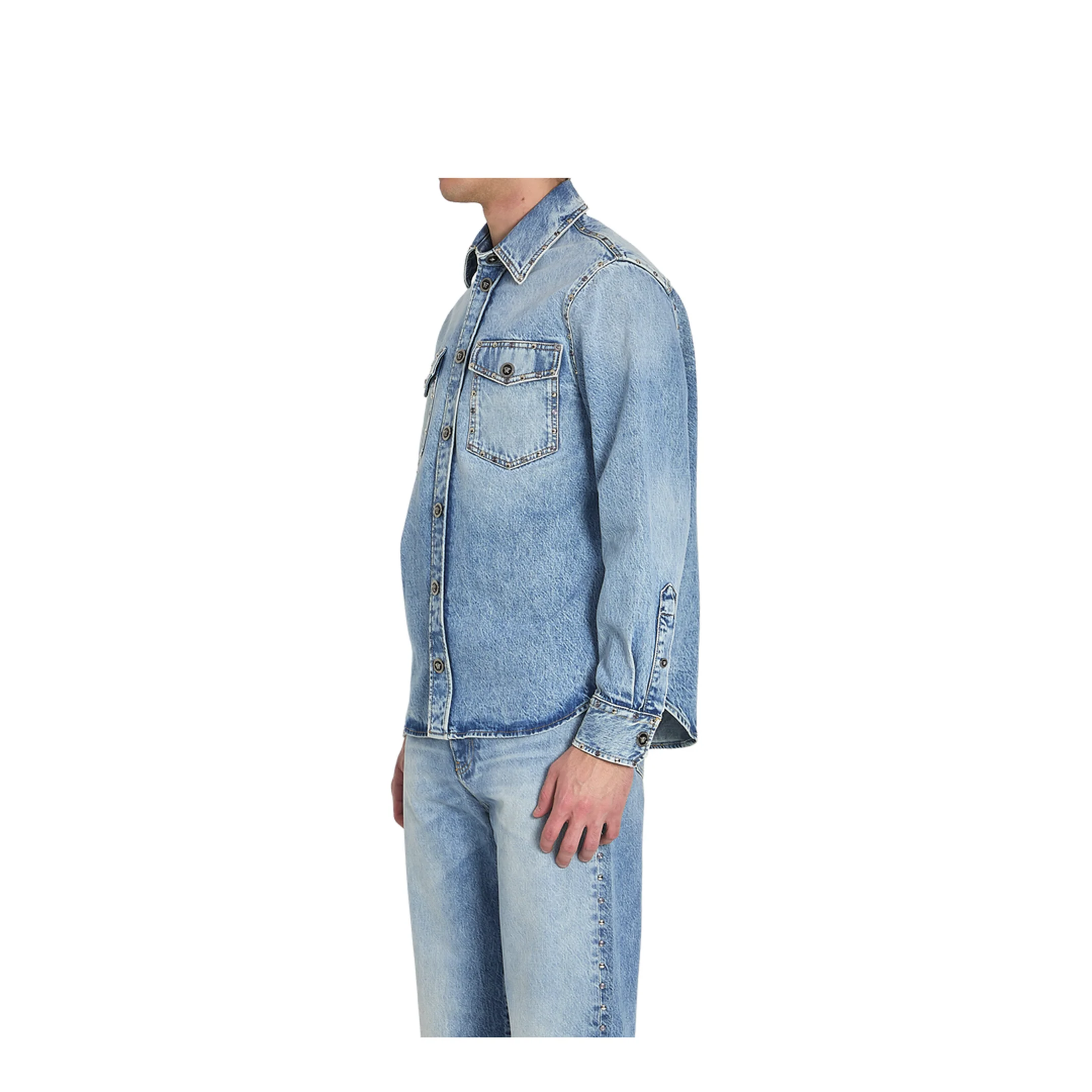 Shirt Denim Stop Denim and Studs Stone Wash Light Blue - Image 2