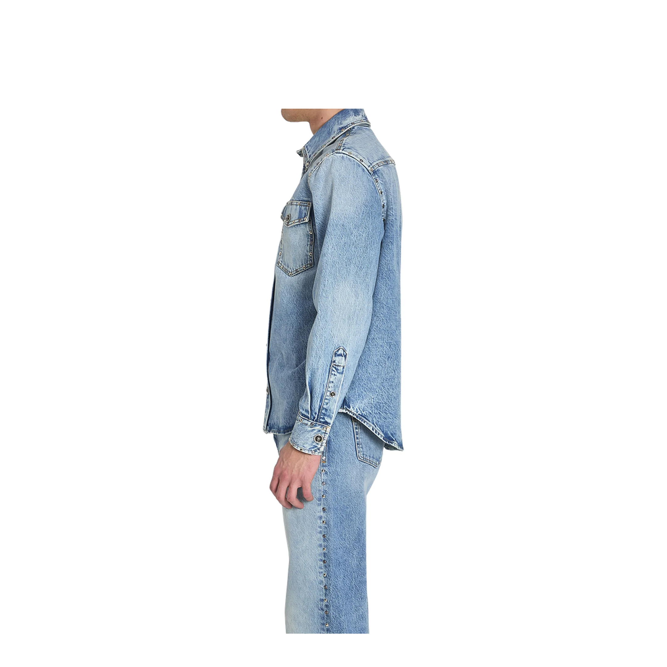 Shirt Denim Stop Denim and Studs Stone Wash Light Blue - Image 3