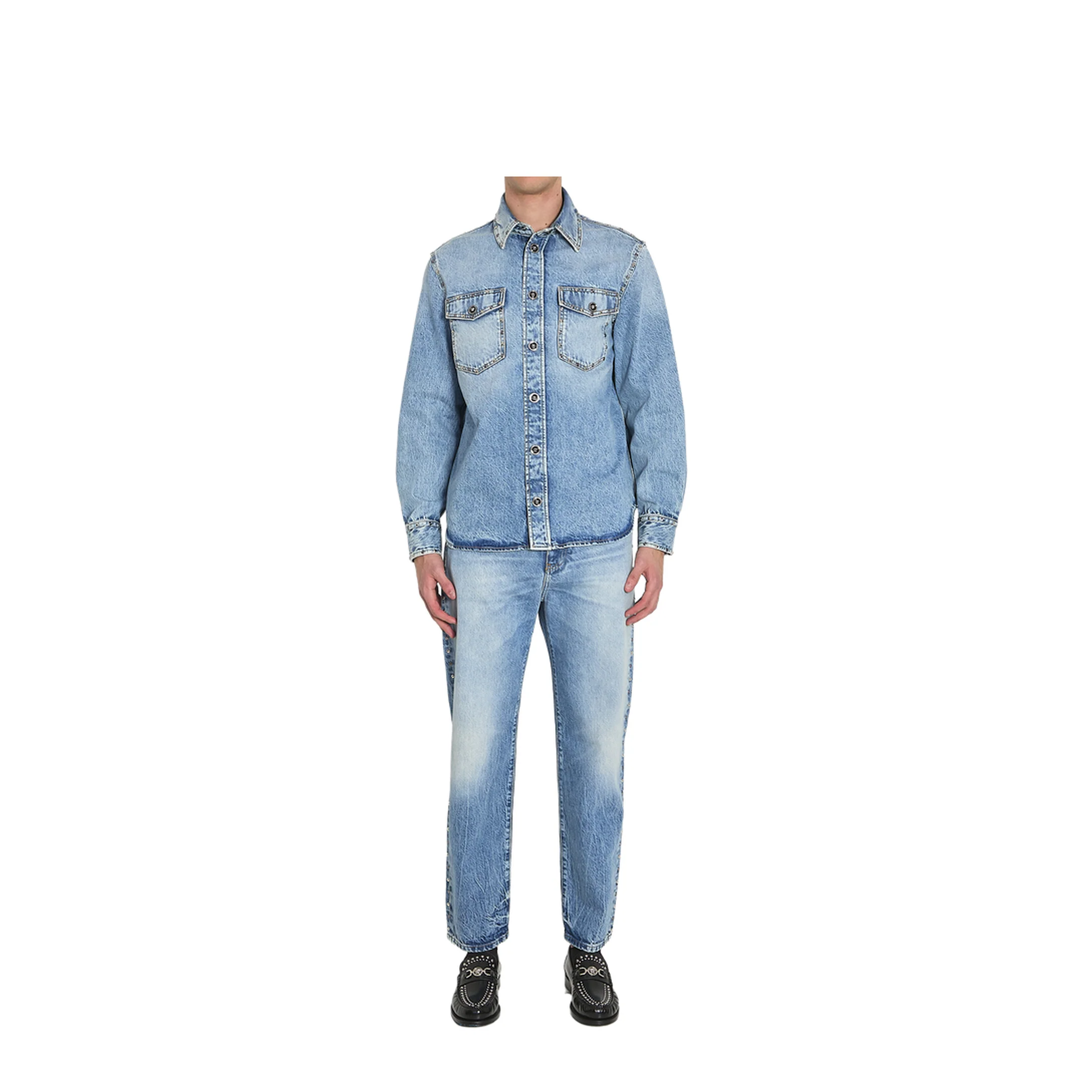 Shirt Denim Stop Denim and Studs Stone Wash Light Blue - Image 5