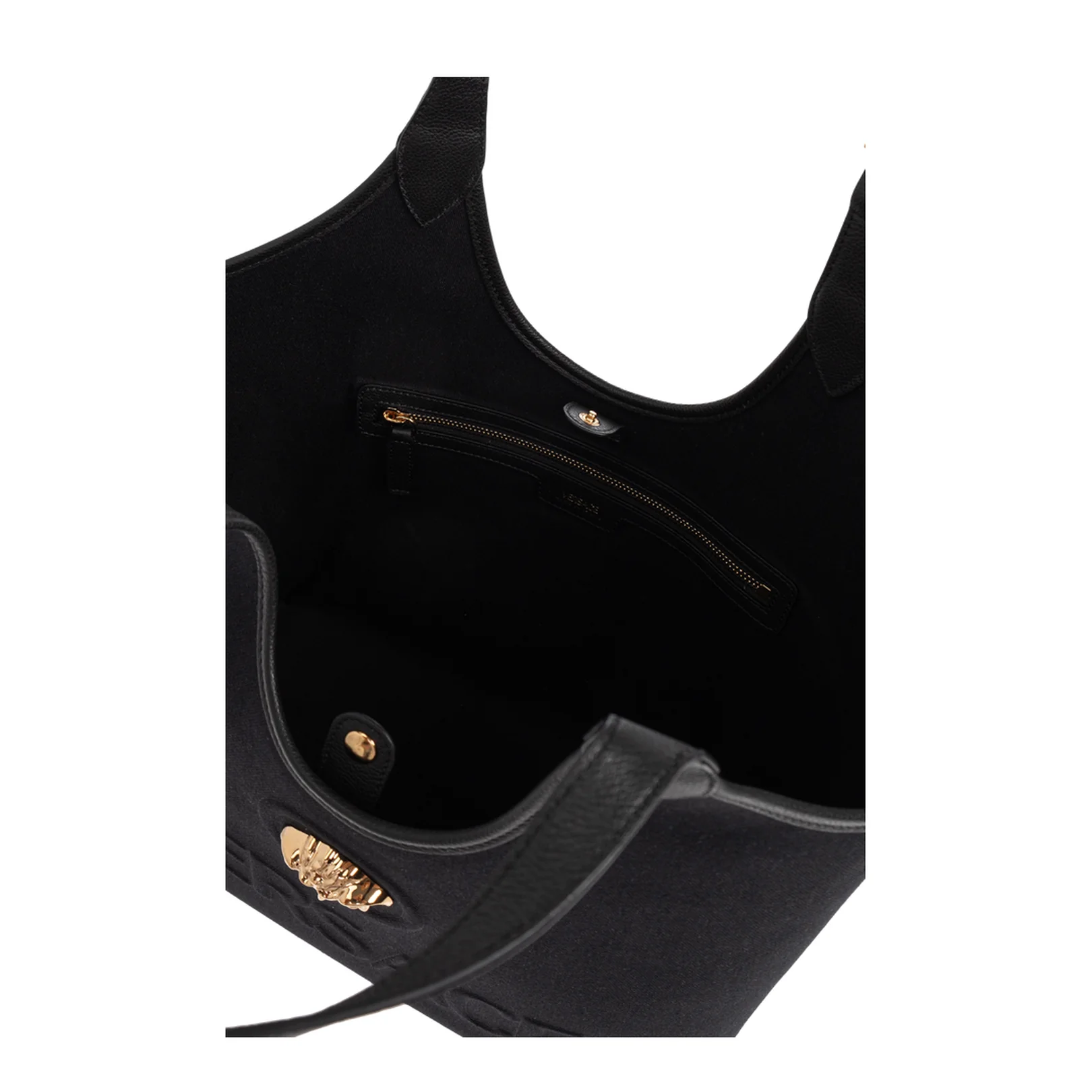 La Medusa Canvas Tote Bag Leather Black - Image 5