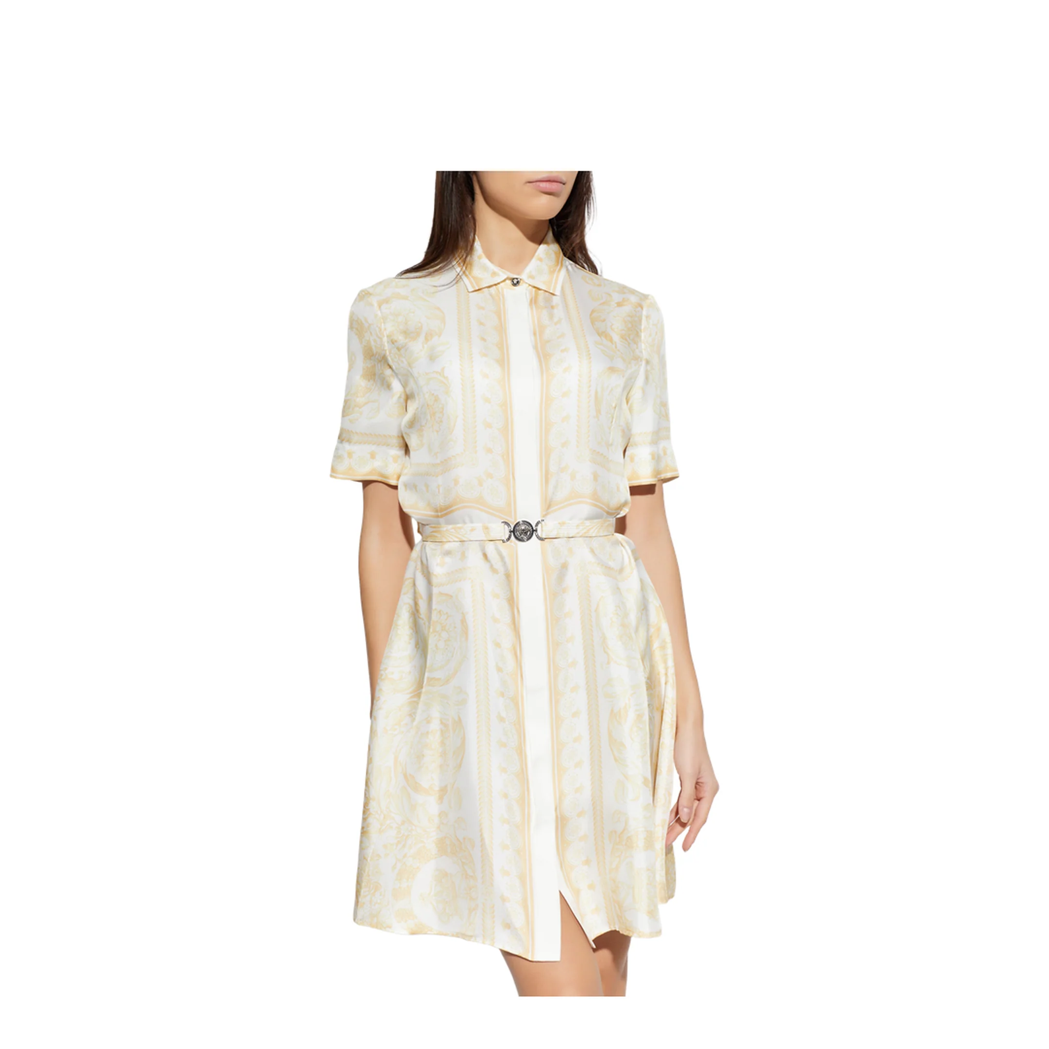 Belted Silk Dress Gold - Image 3