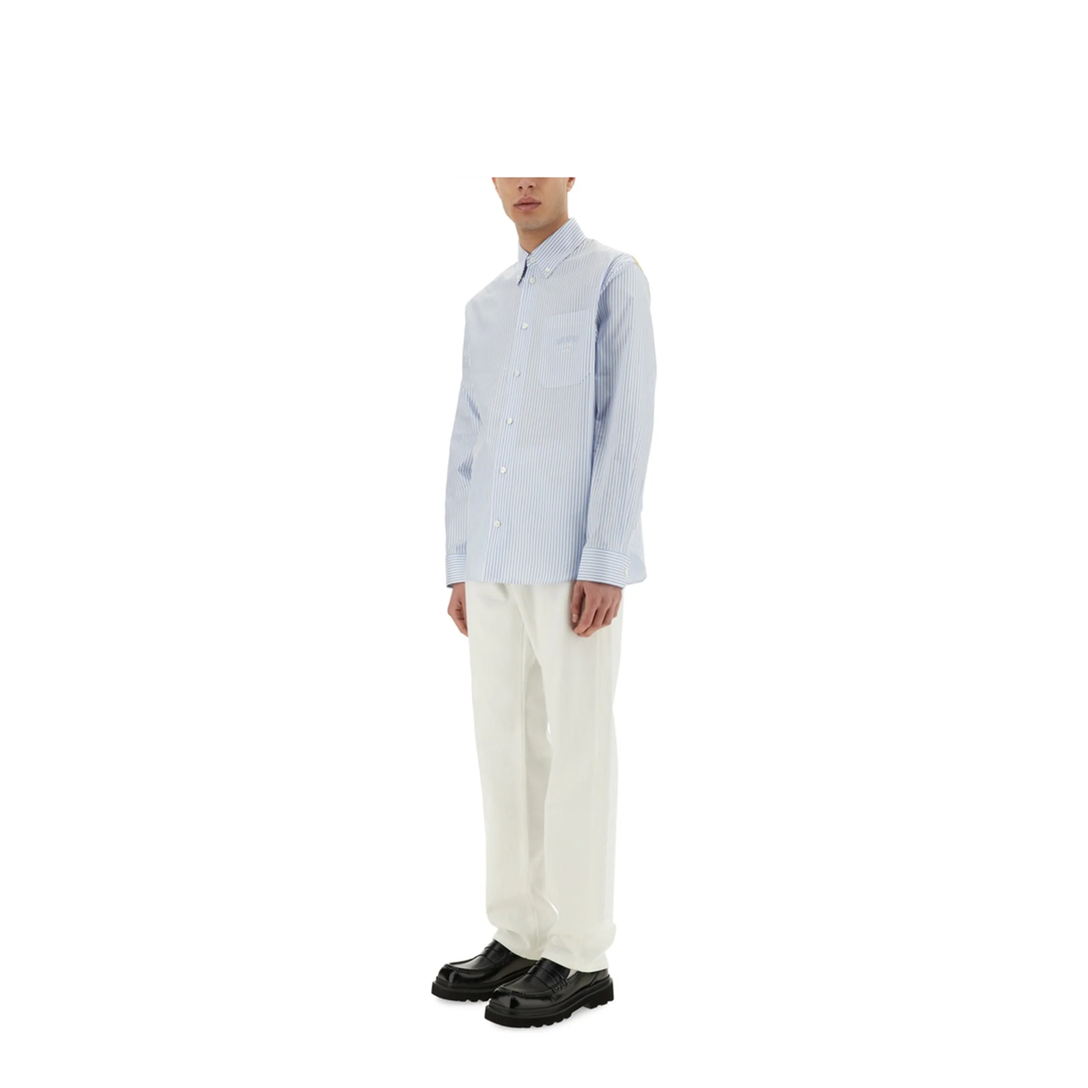 Striped Shirt With Silk Printed Insert - Image 2