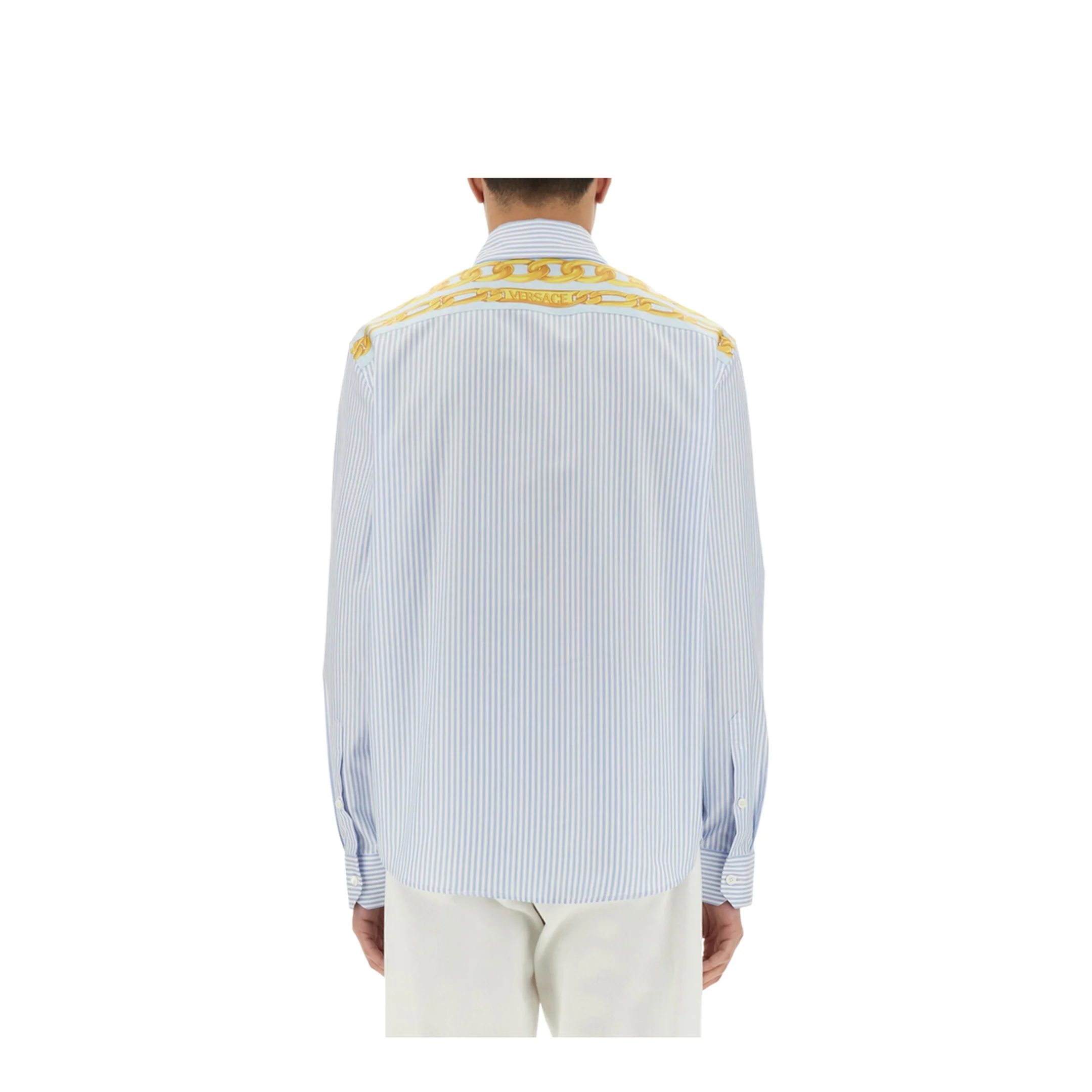 Striped Shirt With Silk Printed Insert - Image 3