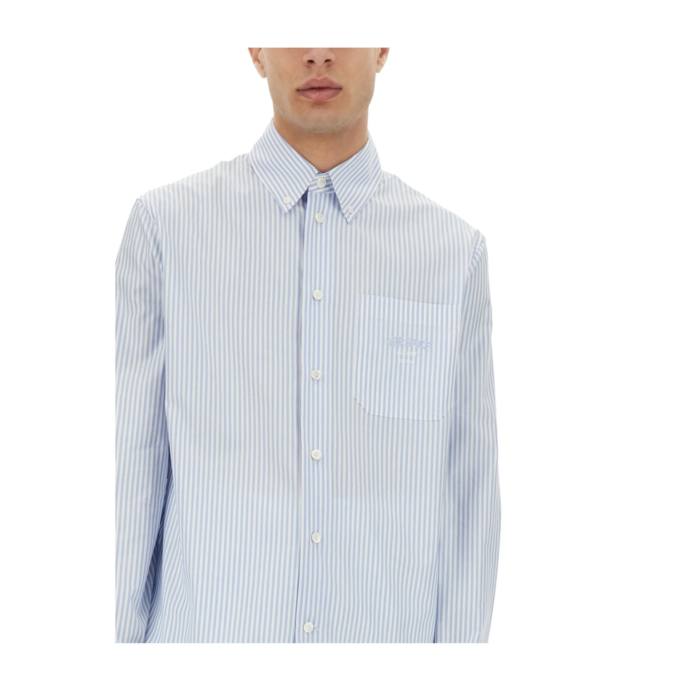 Striped Shirt With Silk Printed Insert - Image 4