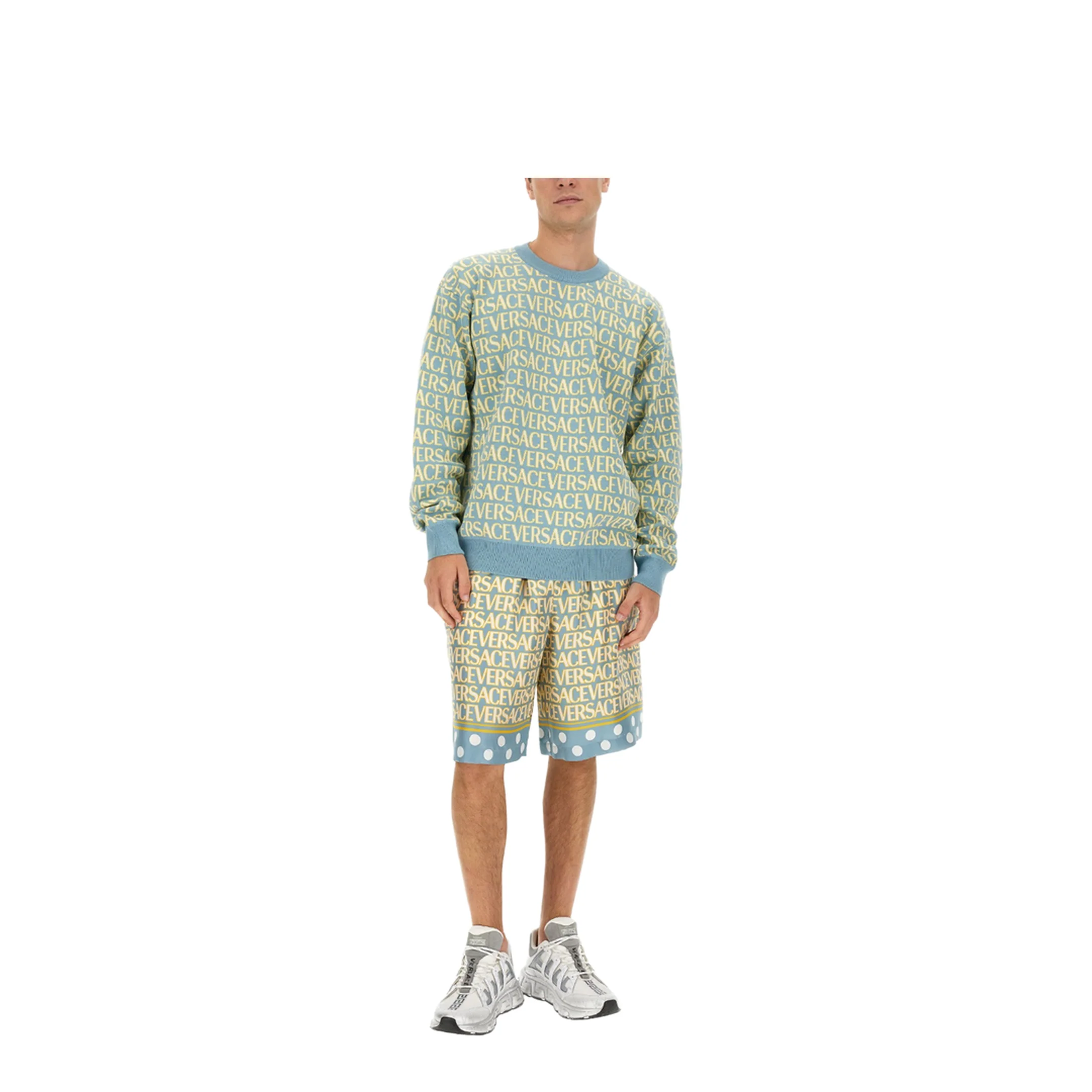 Cotton Crew Neck Sweater Blue - Image 2