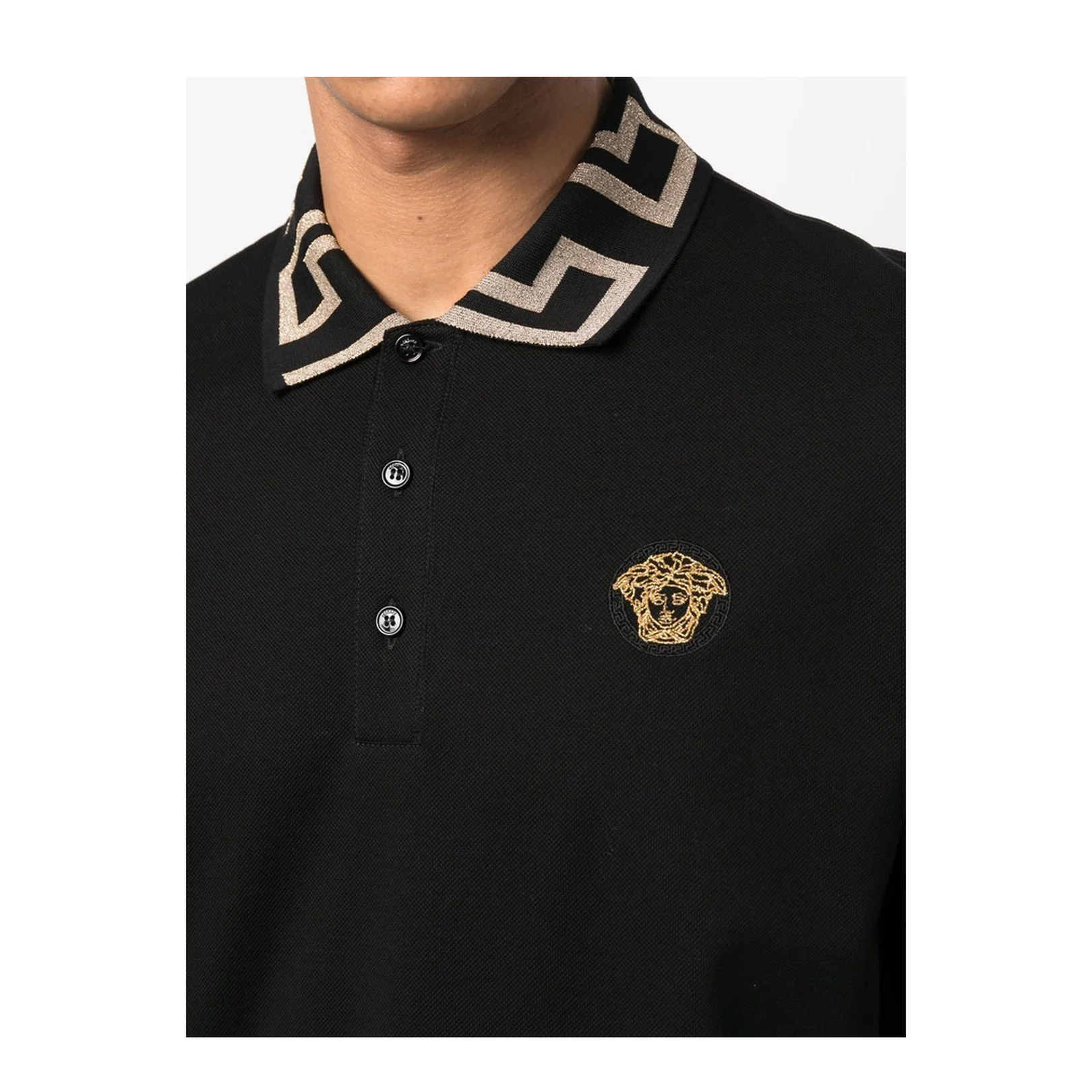 Greca Polo Shirt Black - Image 3