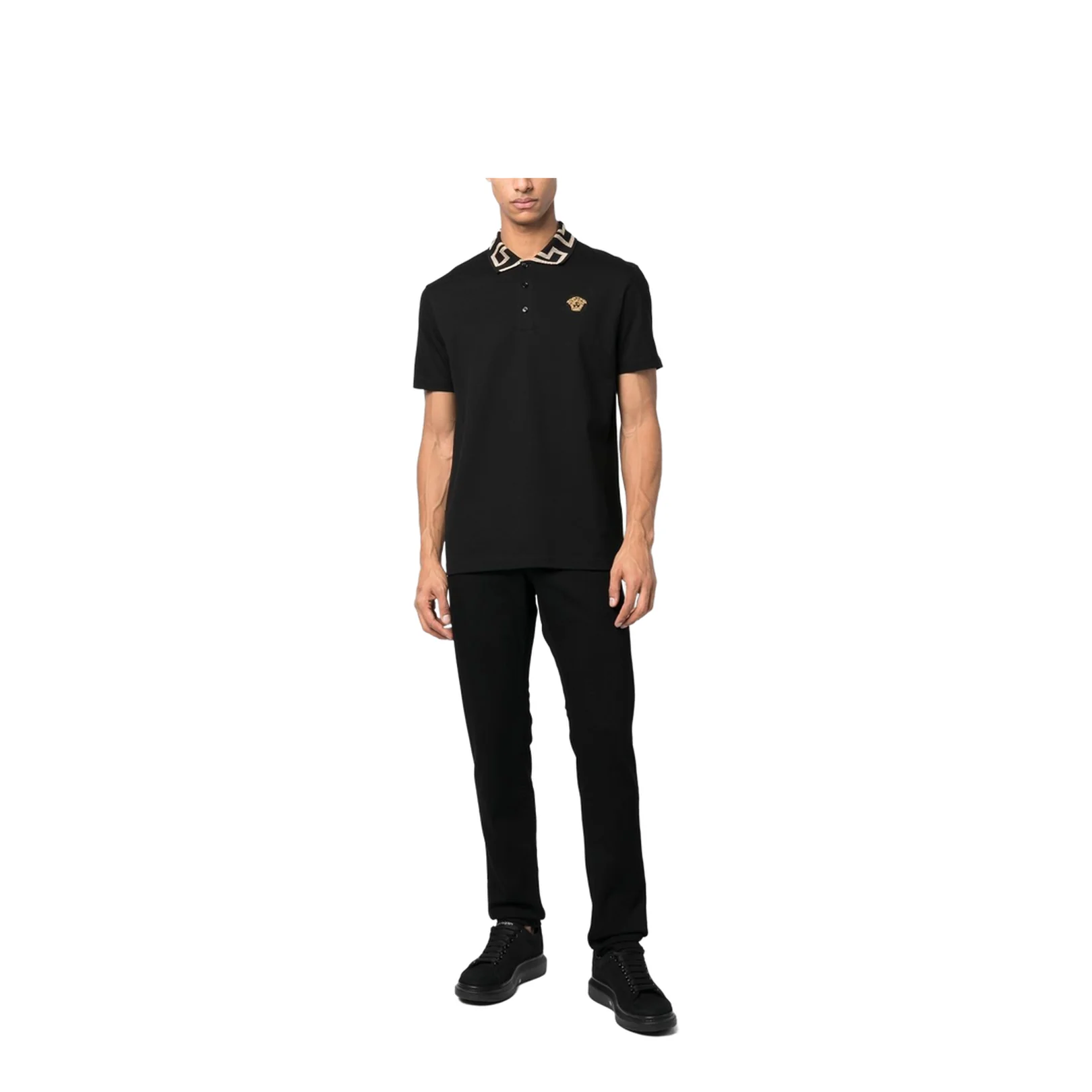Greca Polo Shirt Black - Image 4