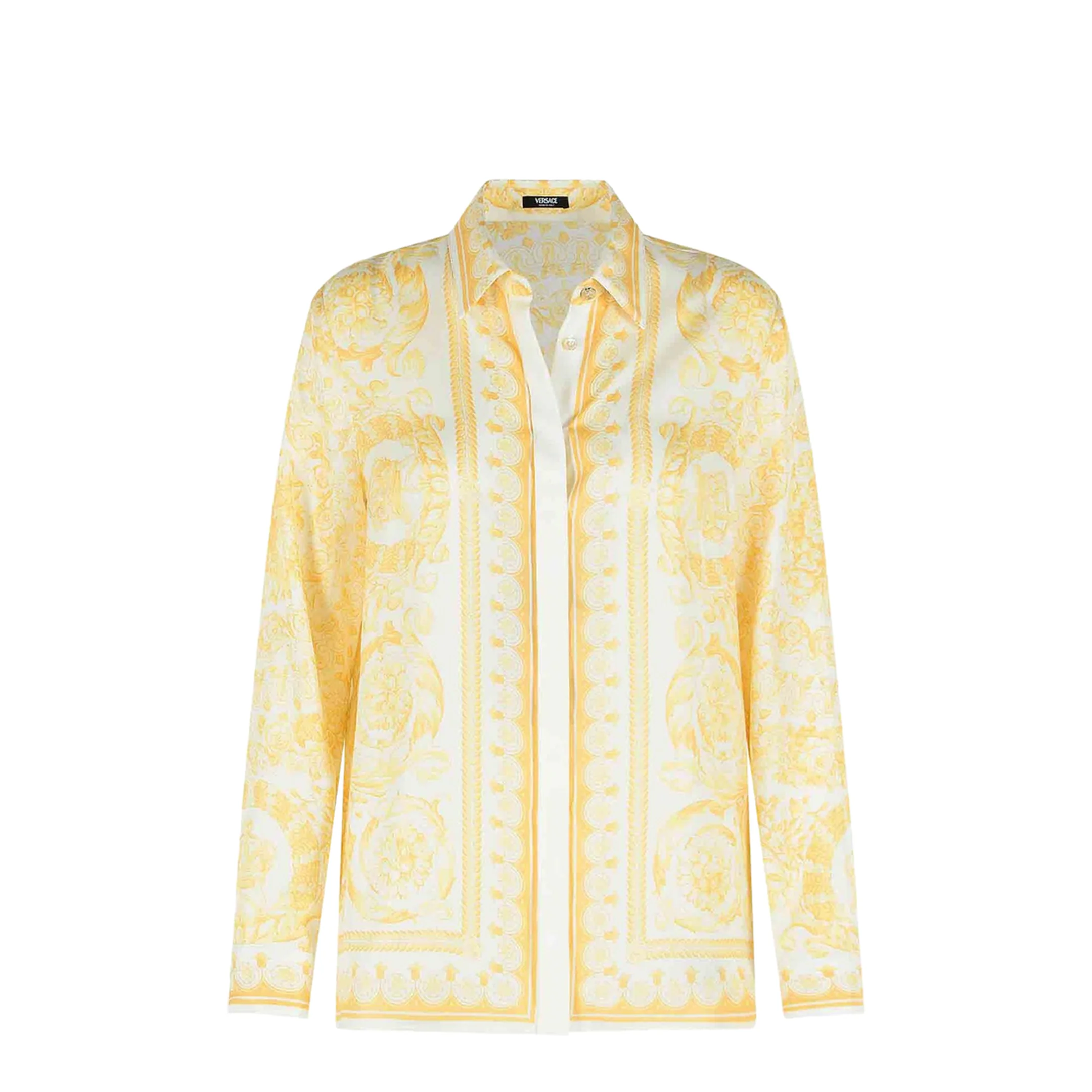 Barocco Print Silk Shirt Gold - Image 2