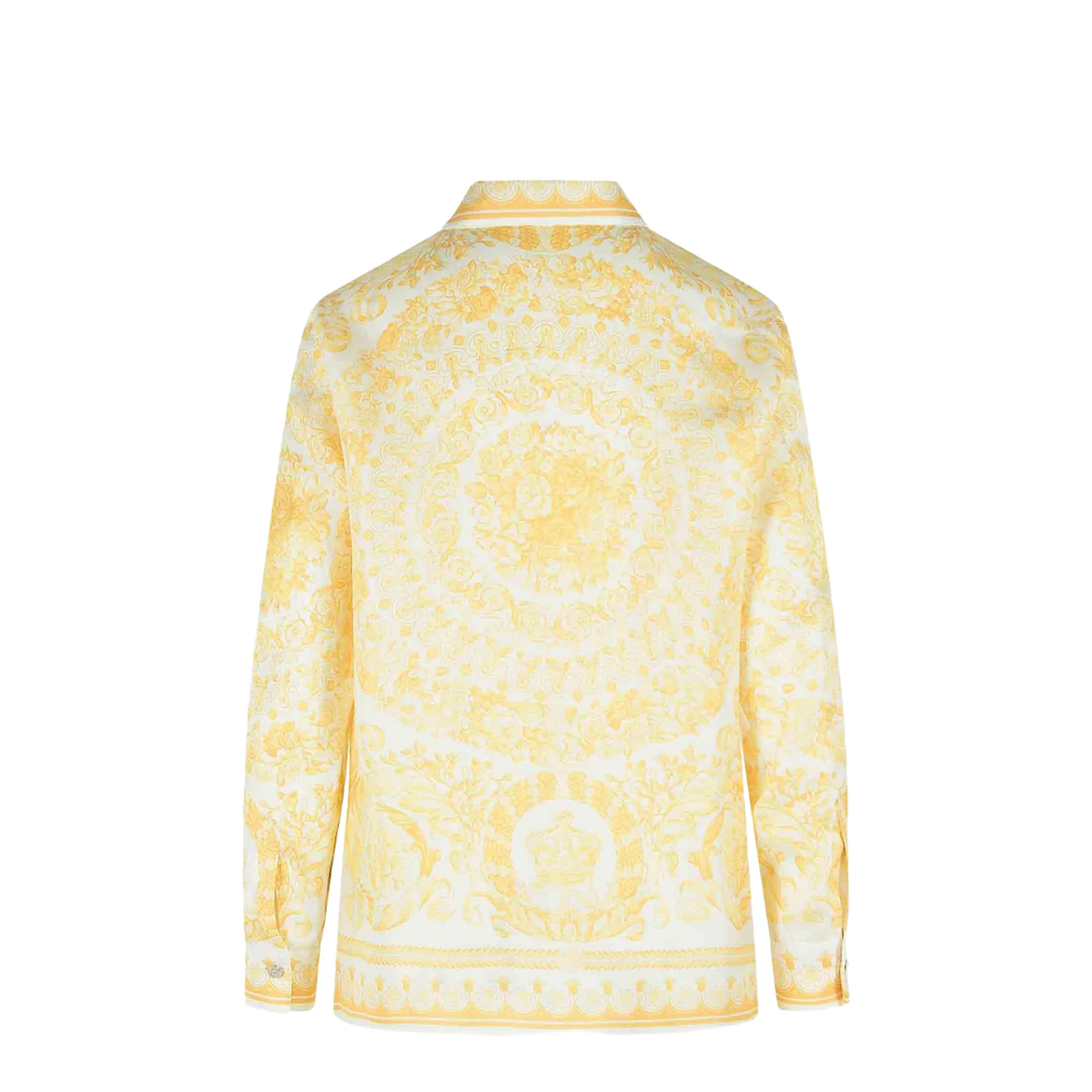 Barocco Print Silk Shirt Gold - Image 3