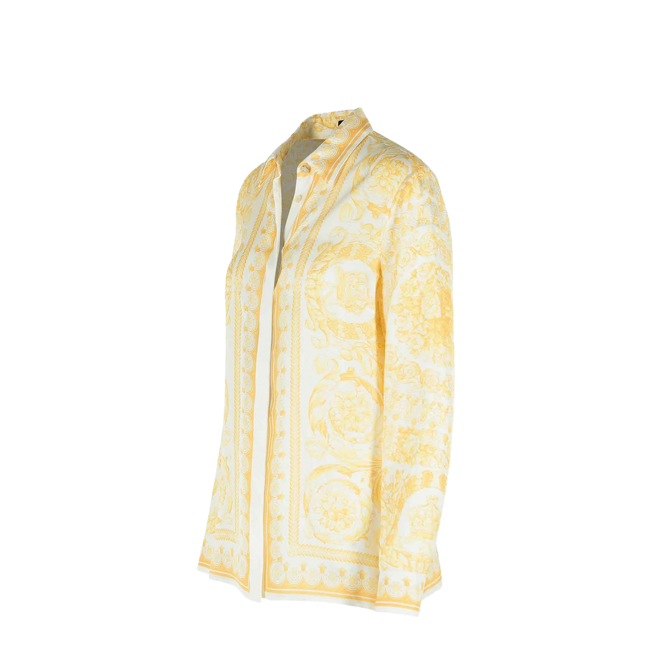 Barocco Print Silk Shirt Gold - Image 4