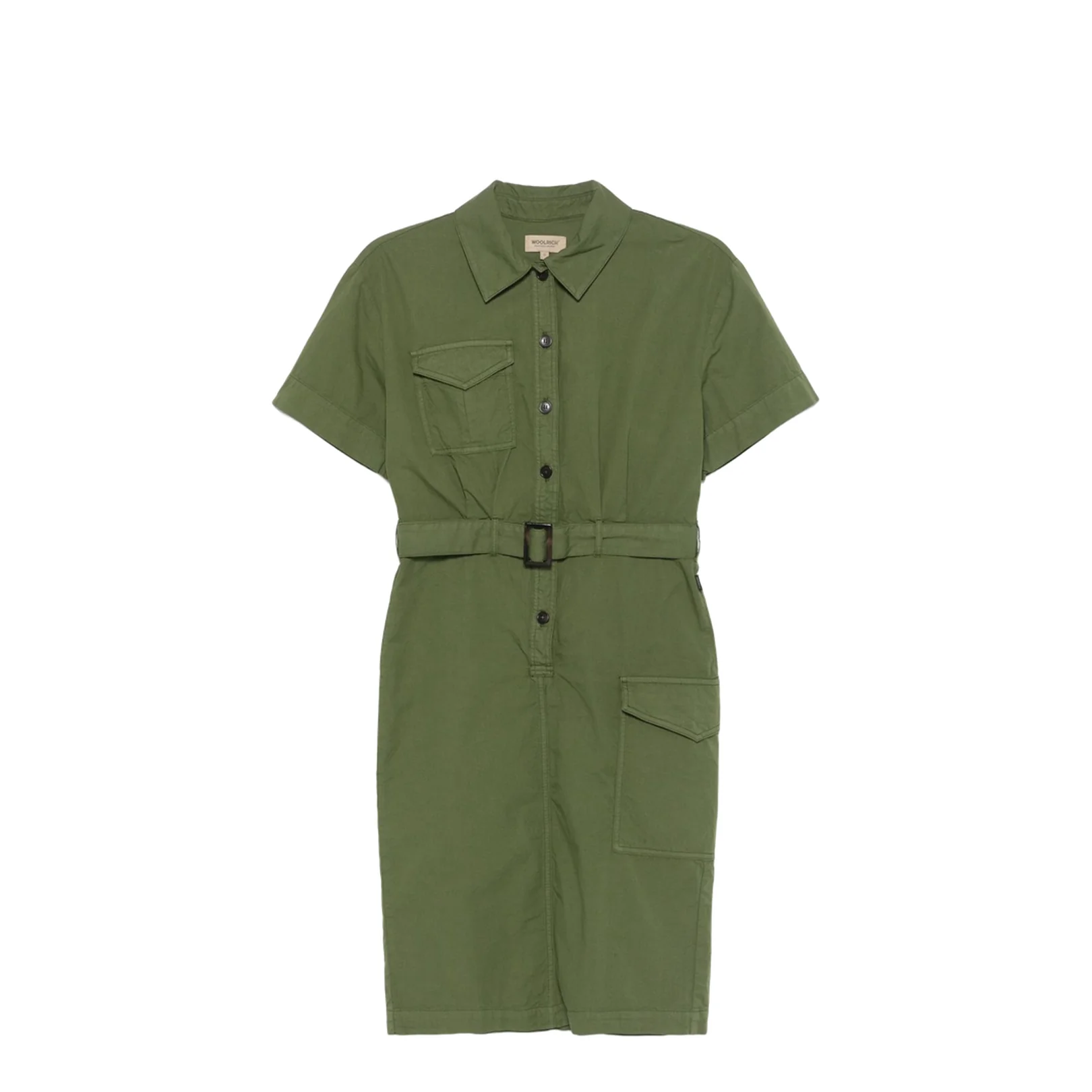Cotton Shirt Dress in Green