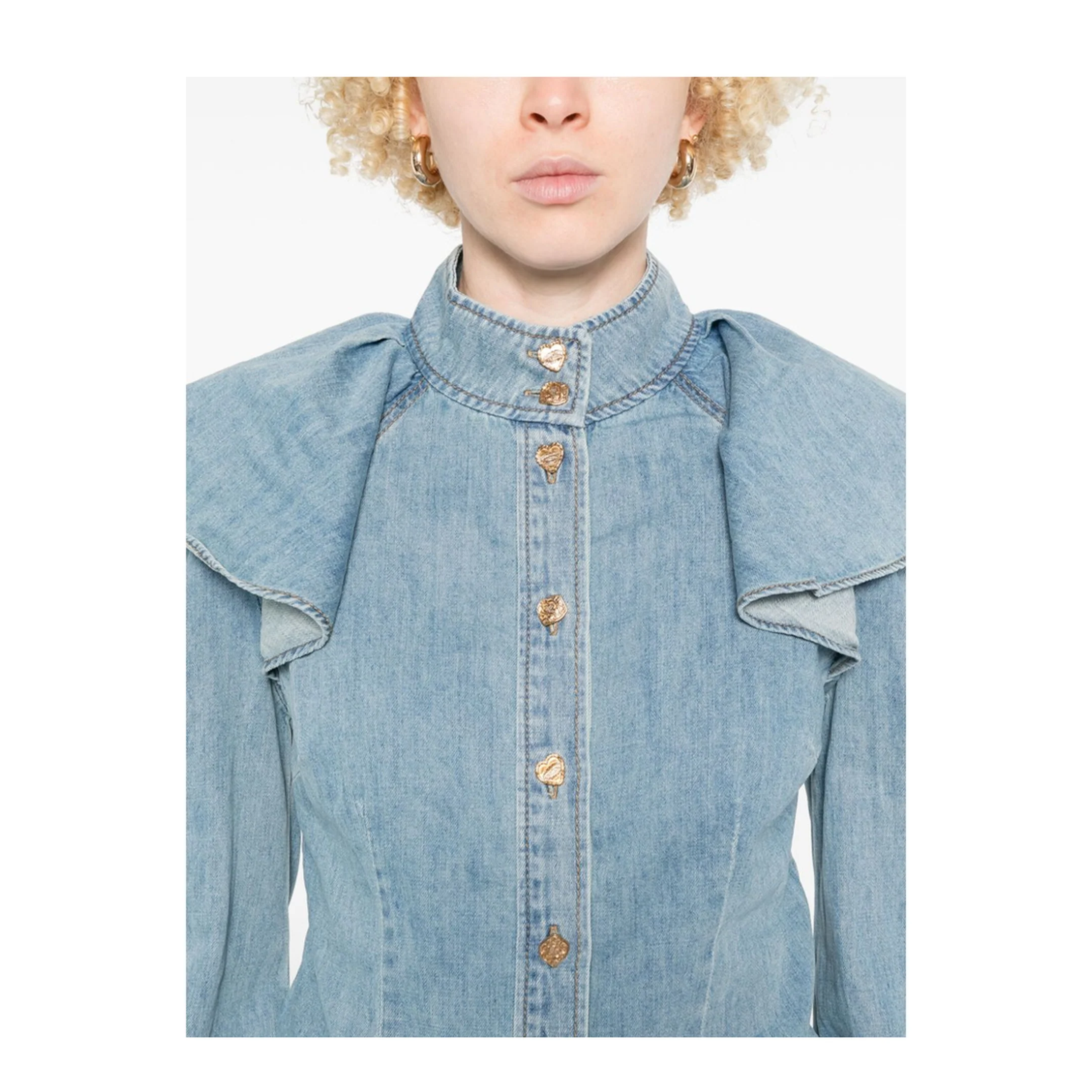 Crush Denim Shirt - Blue - Image 5