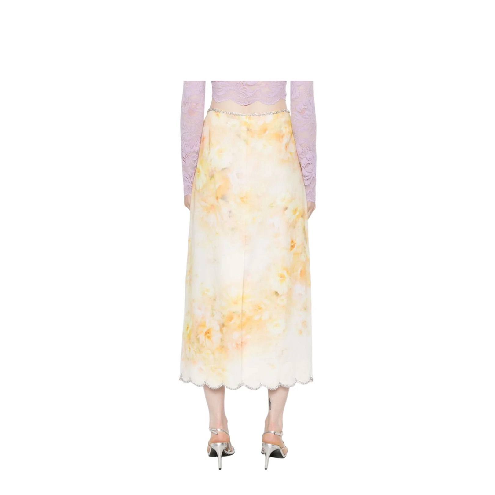 Floral Print Linen Midi Skirt - Image 2
