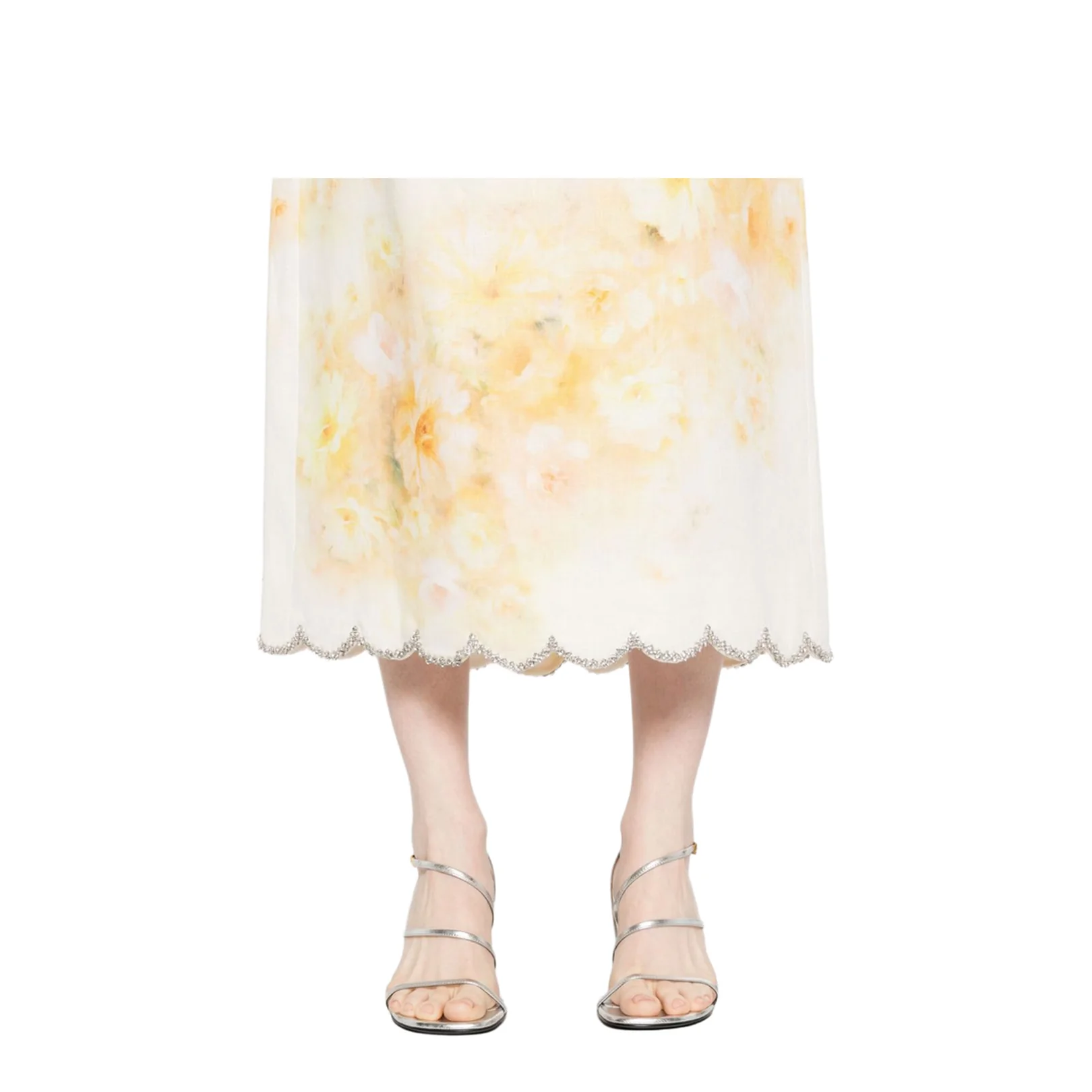 Floral Print Linen Midi Skirt - Image 3