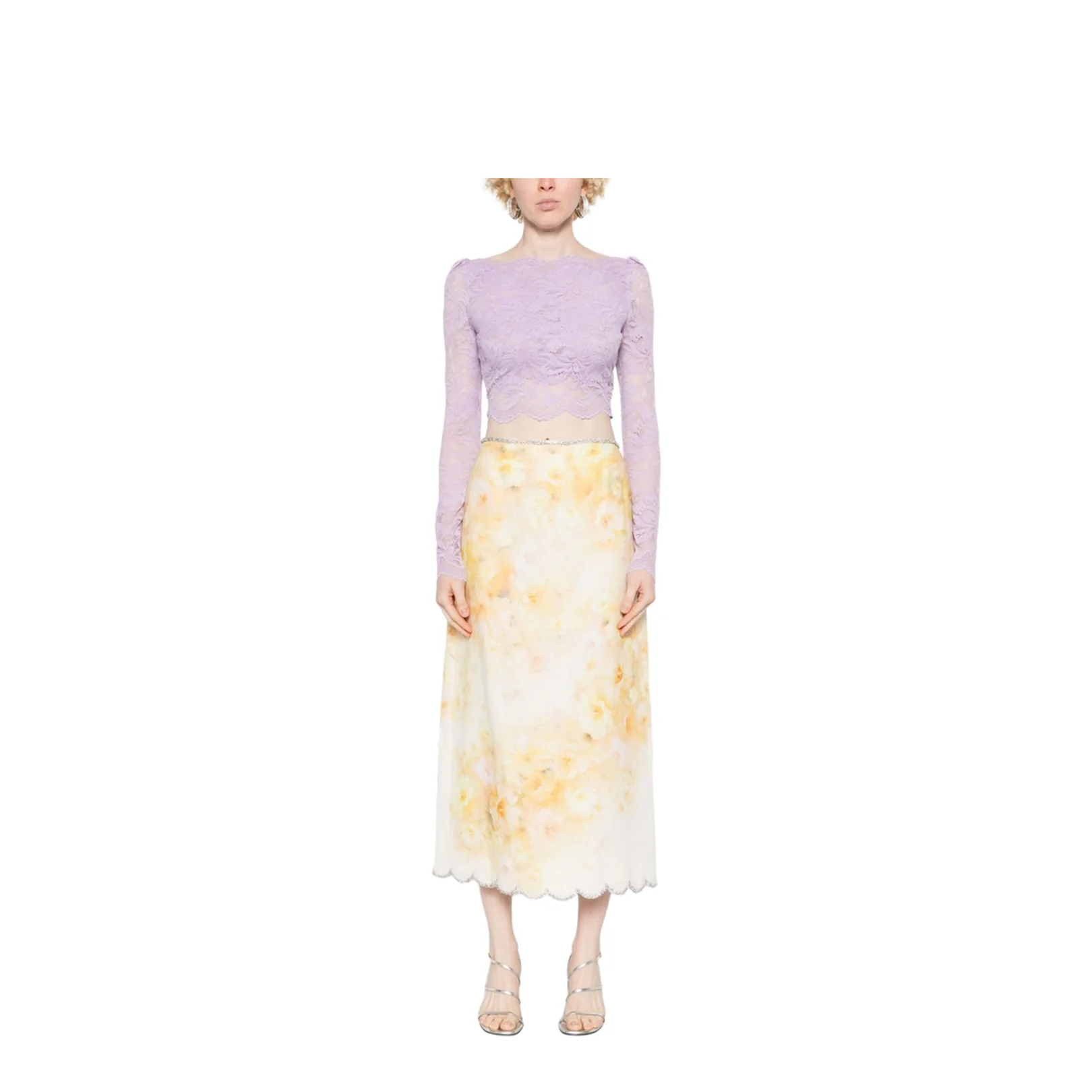 Floral Print Linen Midi Skirt - Image 4