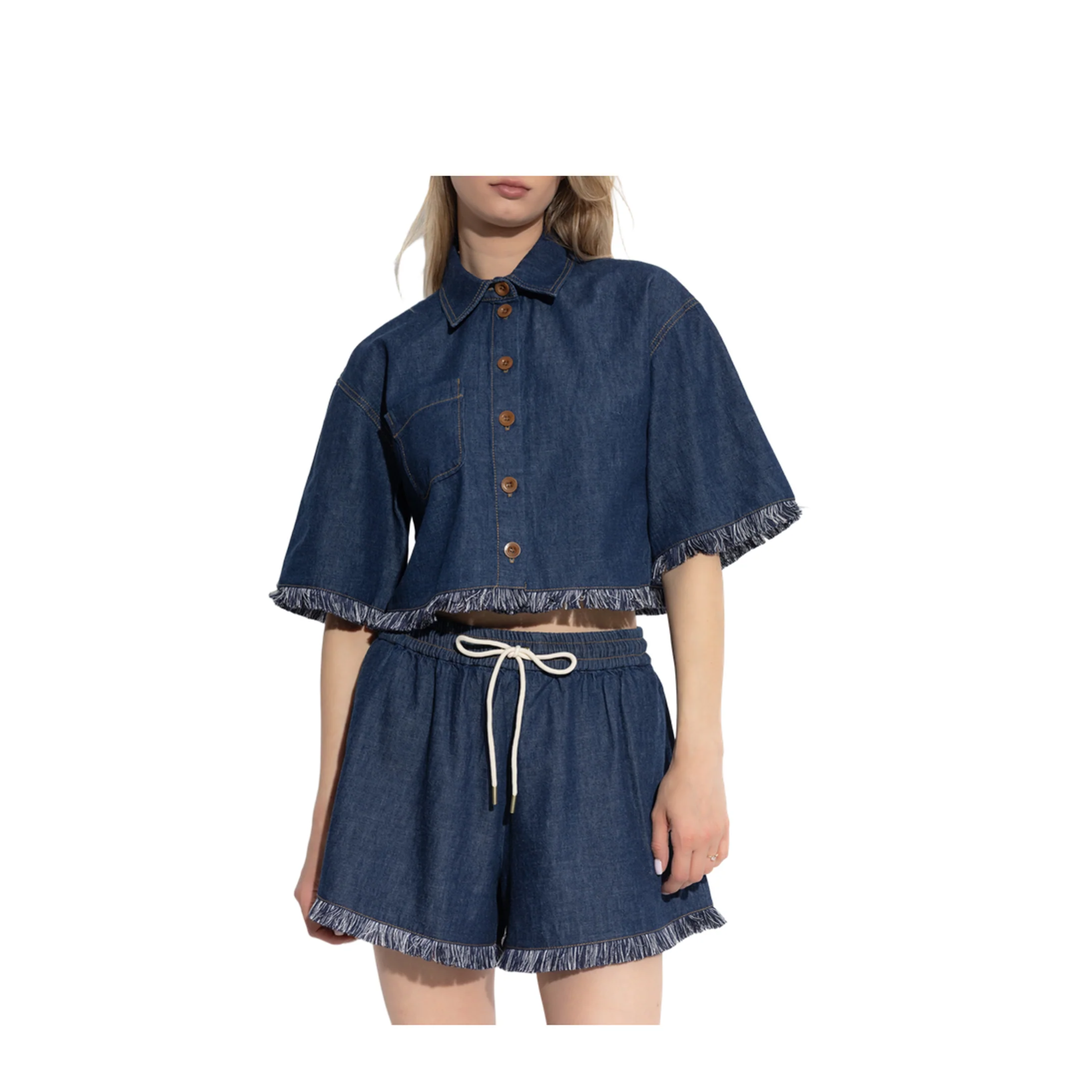 Denim Shirt with Fringes - Image 3
