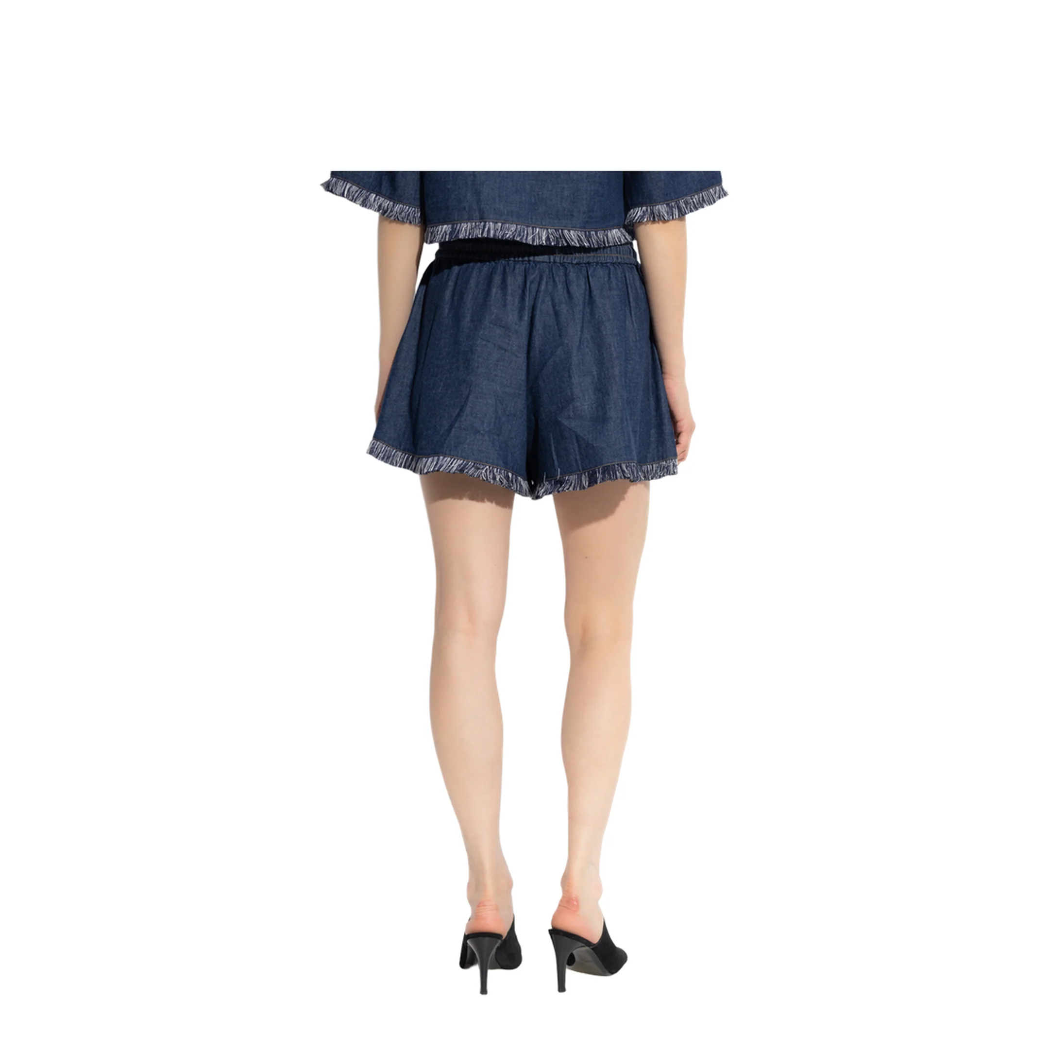 Denim Shorts with Fringes - Image 4