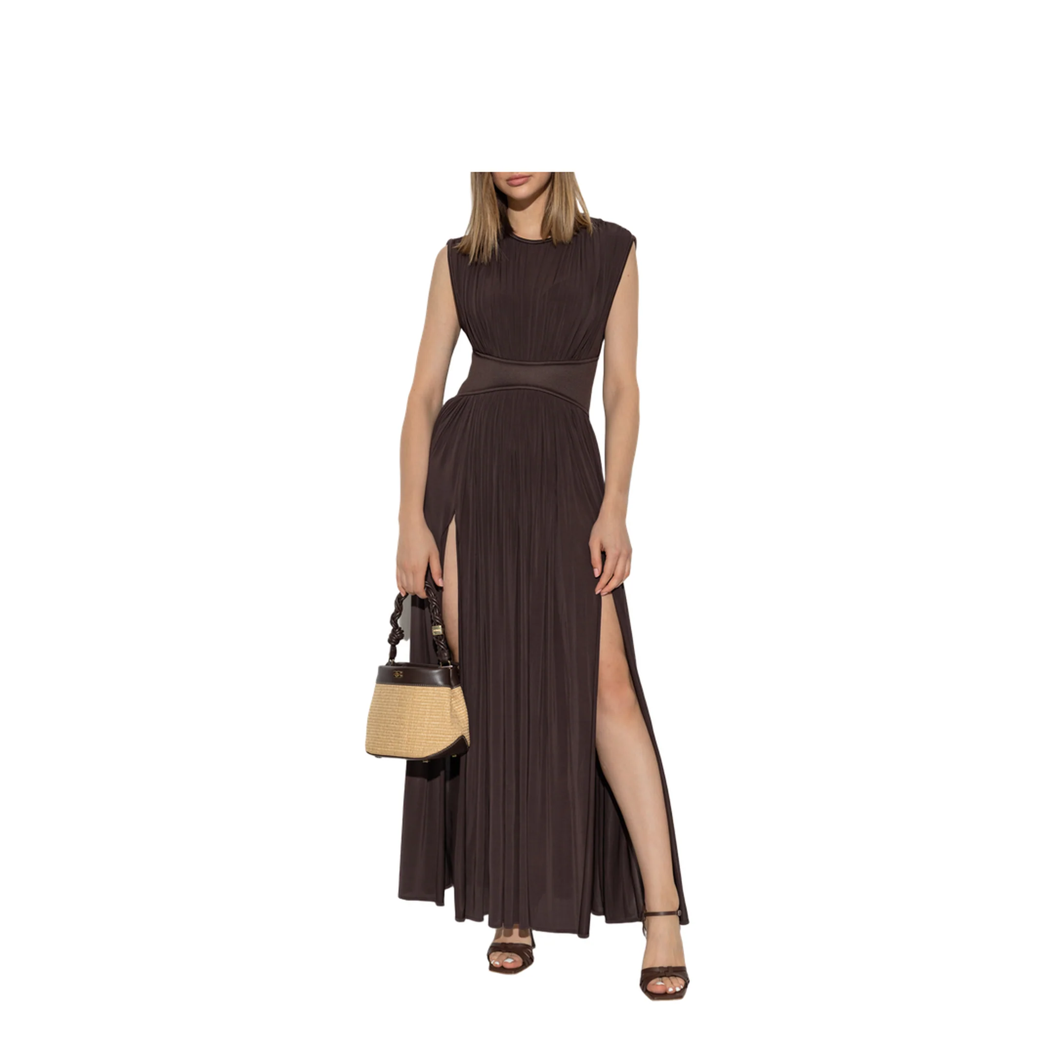 Draped Dress Brown - Image 2