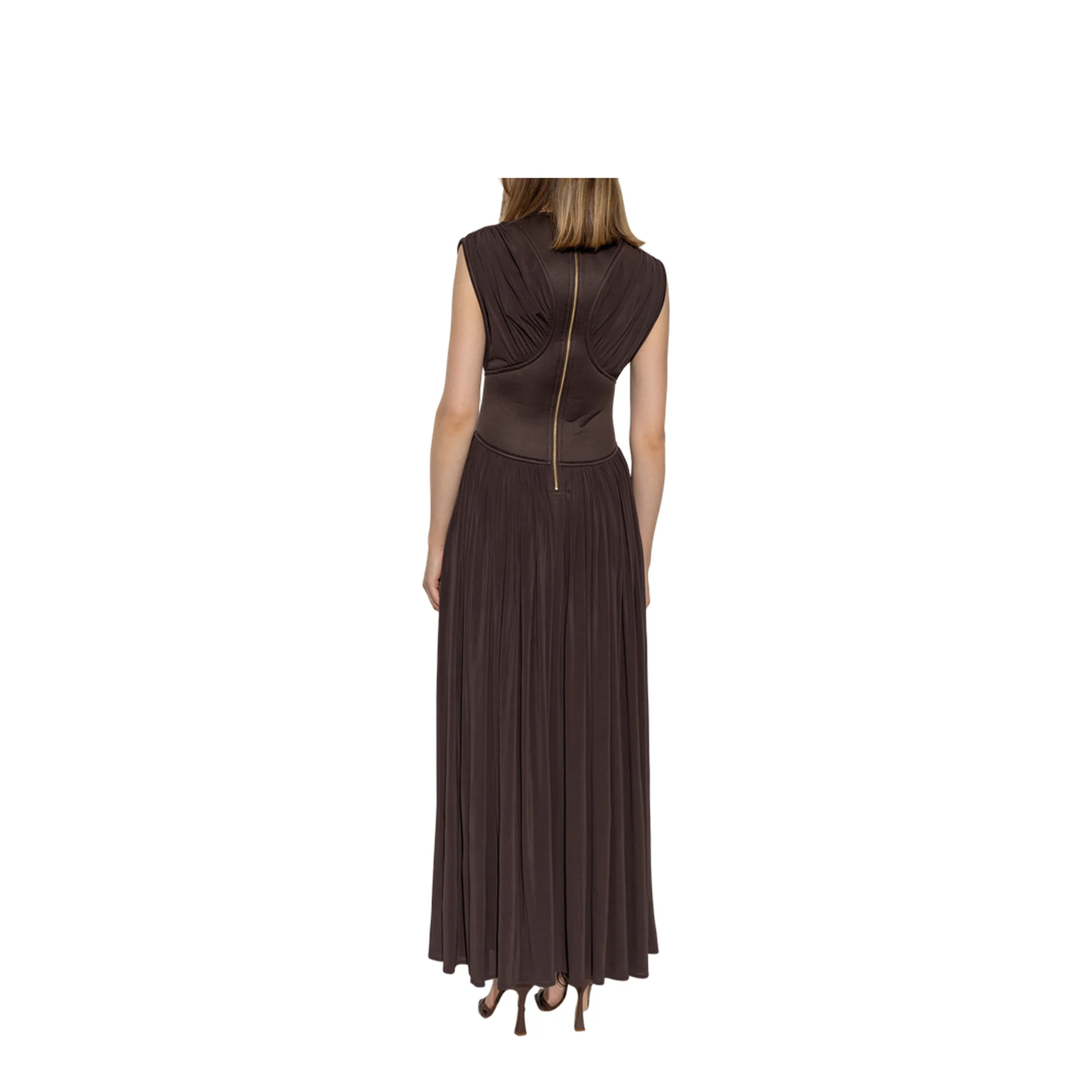 Draped Dress Brown - Image 4