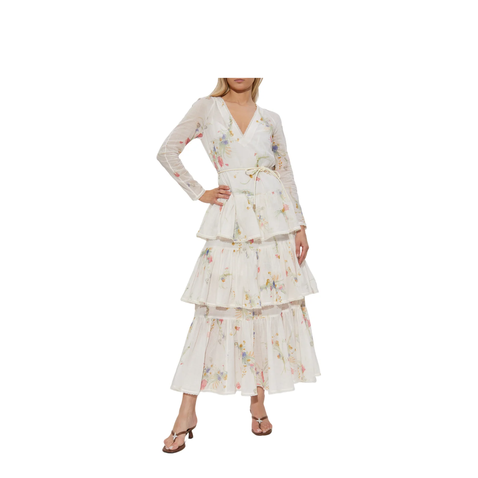 Ruffles Dress Floral Print Soft Pastel - Image 3