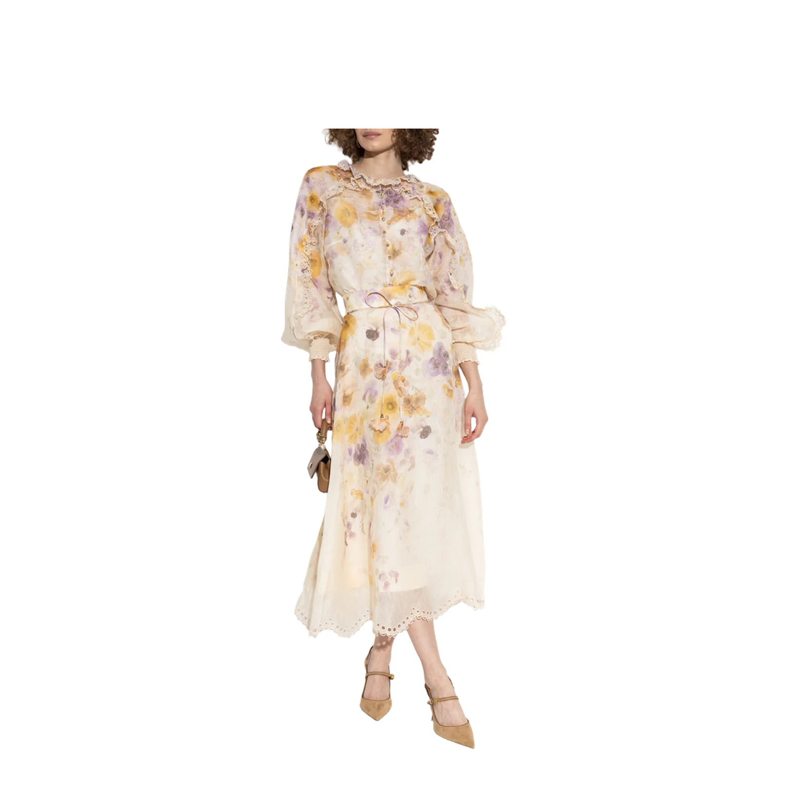 Embroidered Midi Skirt Floral Motif Pastel - Image 2