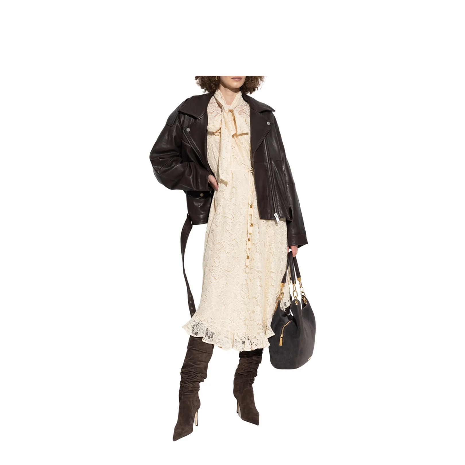 Lace Flutter Dress Cream - Image 2