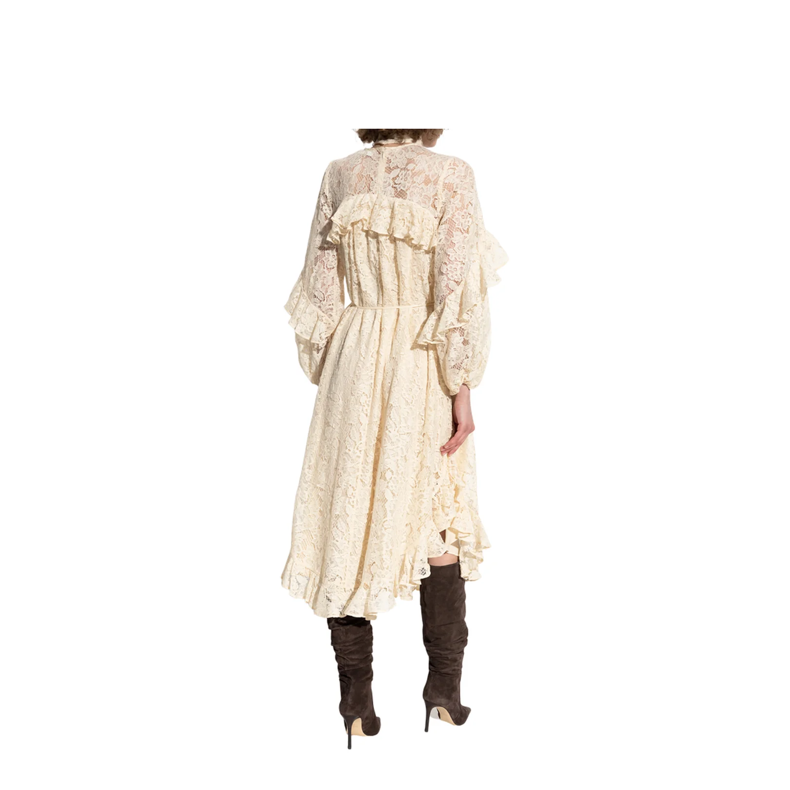 Lace Flutter Dress Cream - Image 4