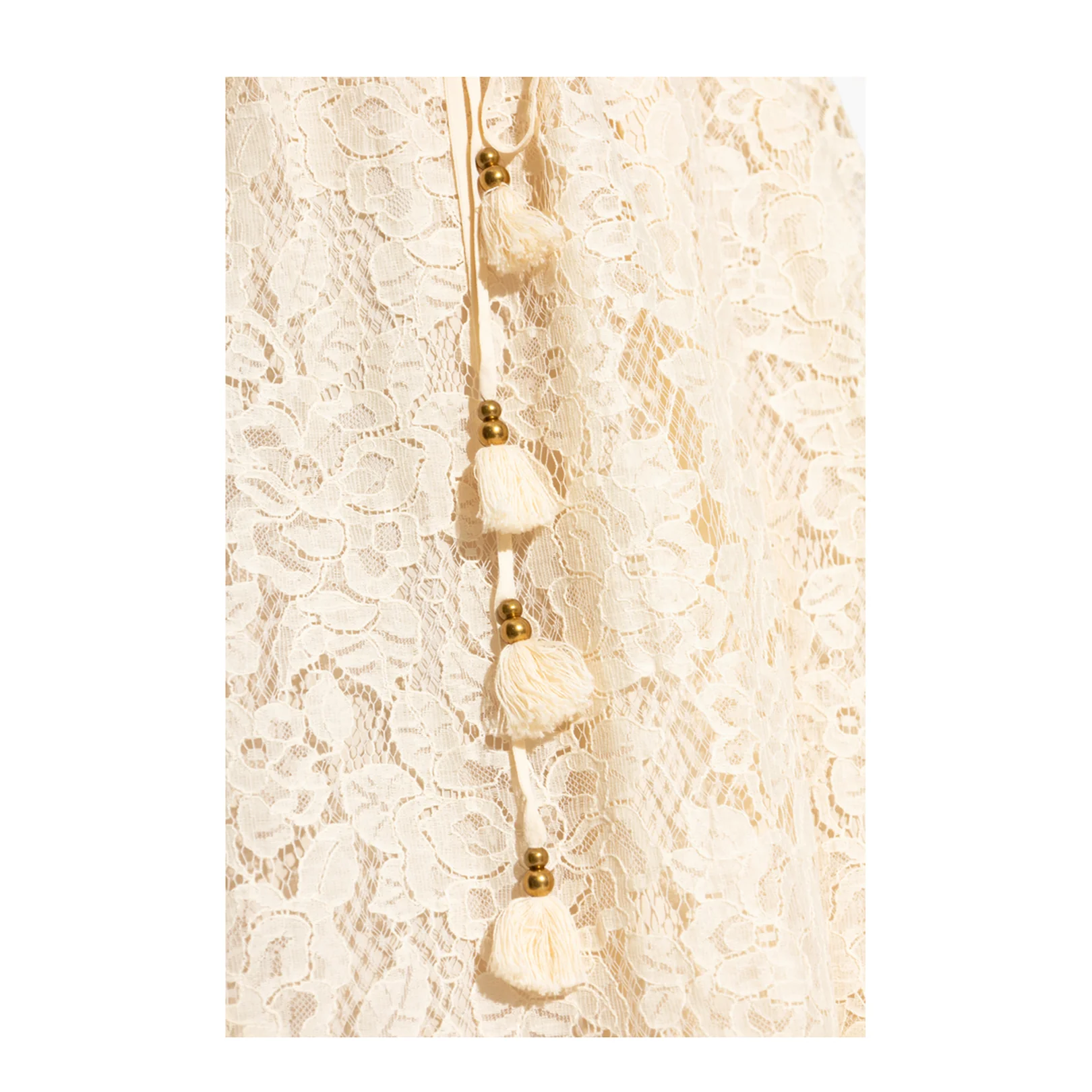 Lace Flutter Dress Cream - Image 5