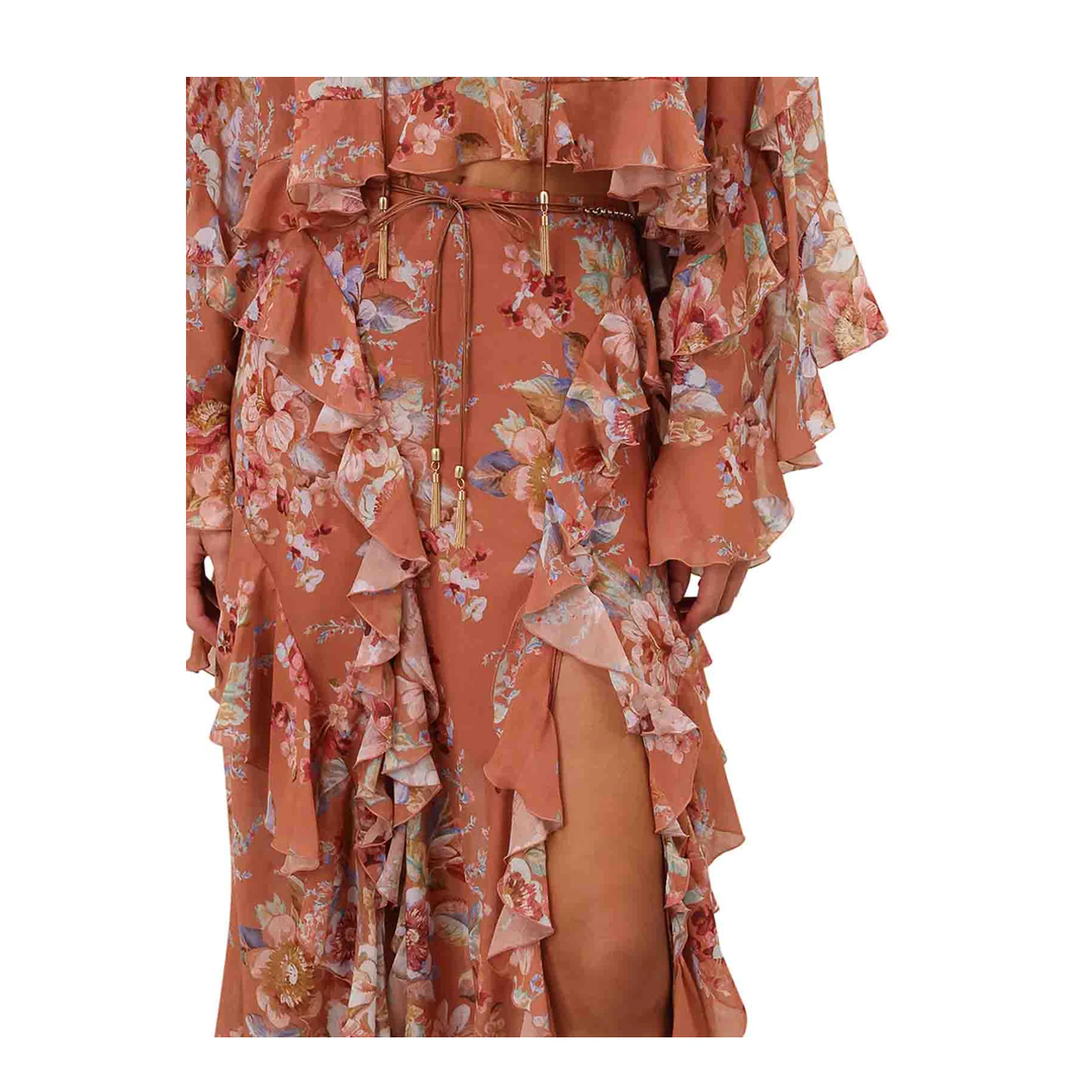 Orange Cotton Long Skirt - Image 3