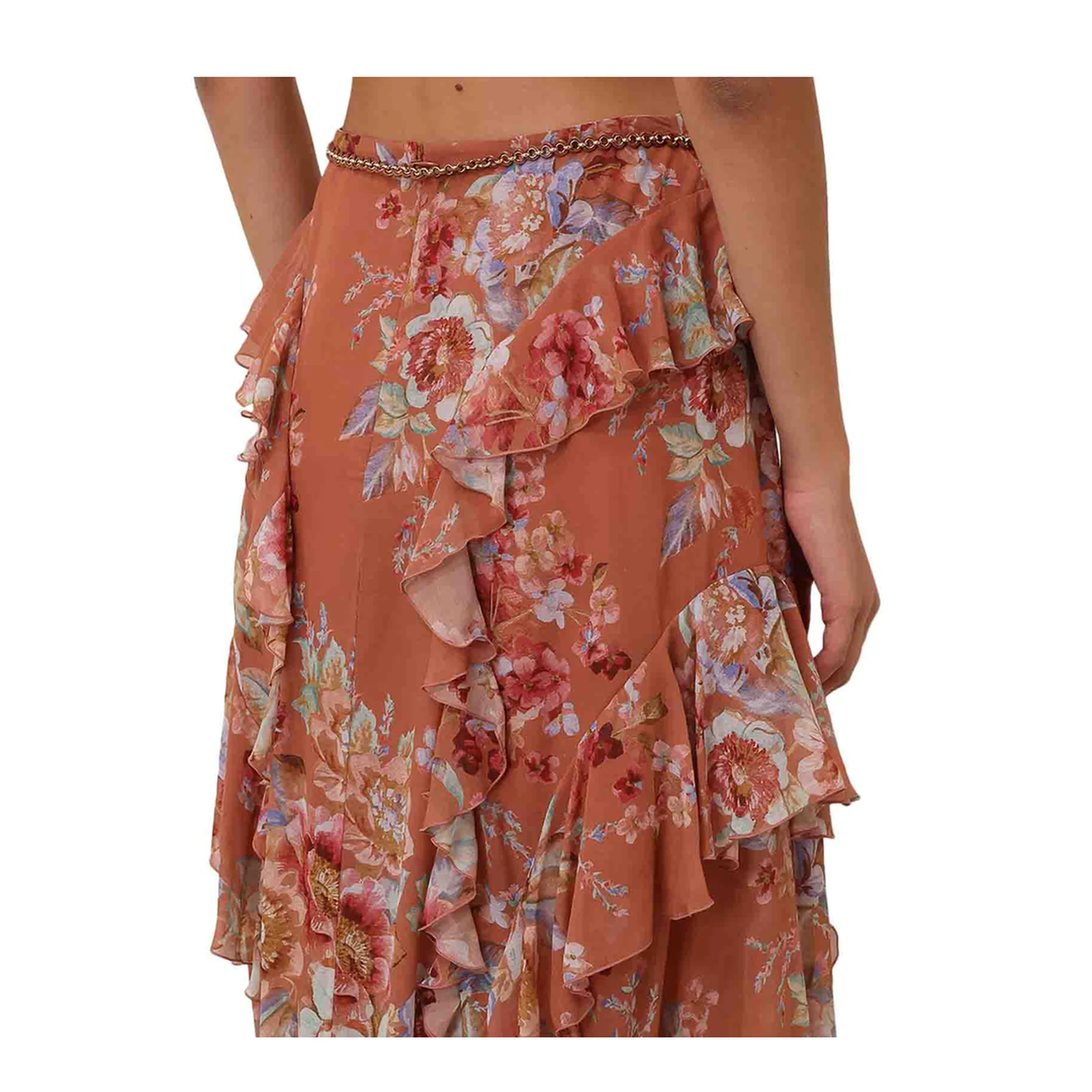 Orange Cotton Long Skirt - Image 4