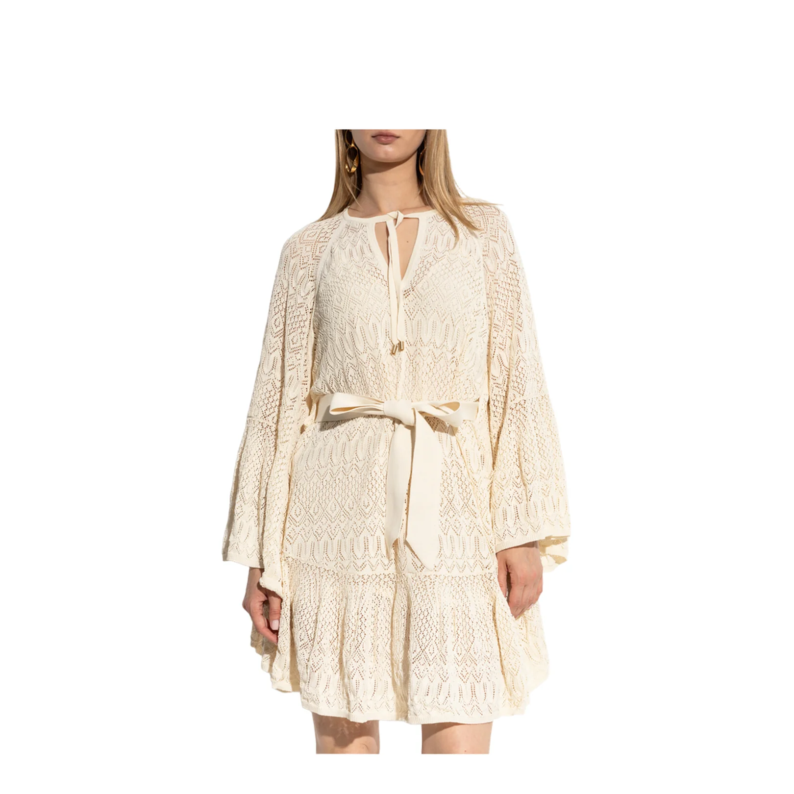 Oversize Short Dress Cream Knit - Image 3